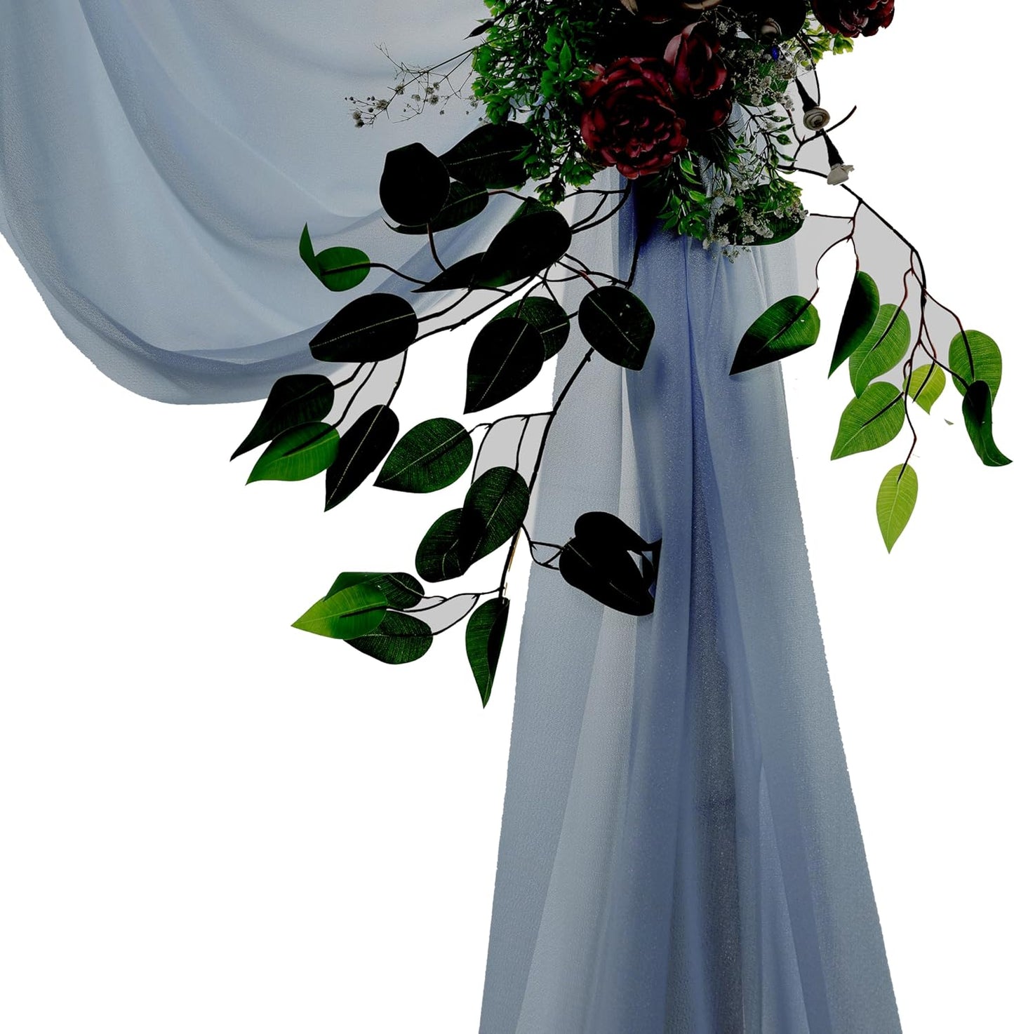 VDS Pack of 3 Panel (30 Inch X 20 Feet) Wedding Arch Draping Fabric Sheer Chiffon Fabric Drapery for Wedding Ceremony Reception Swag Backdrop Canopy Chuppah ARBO Altars Decoration (Dusty Blue)