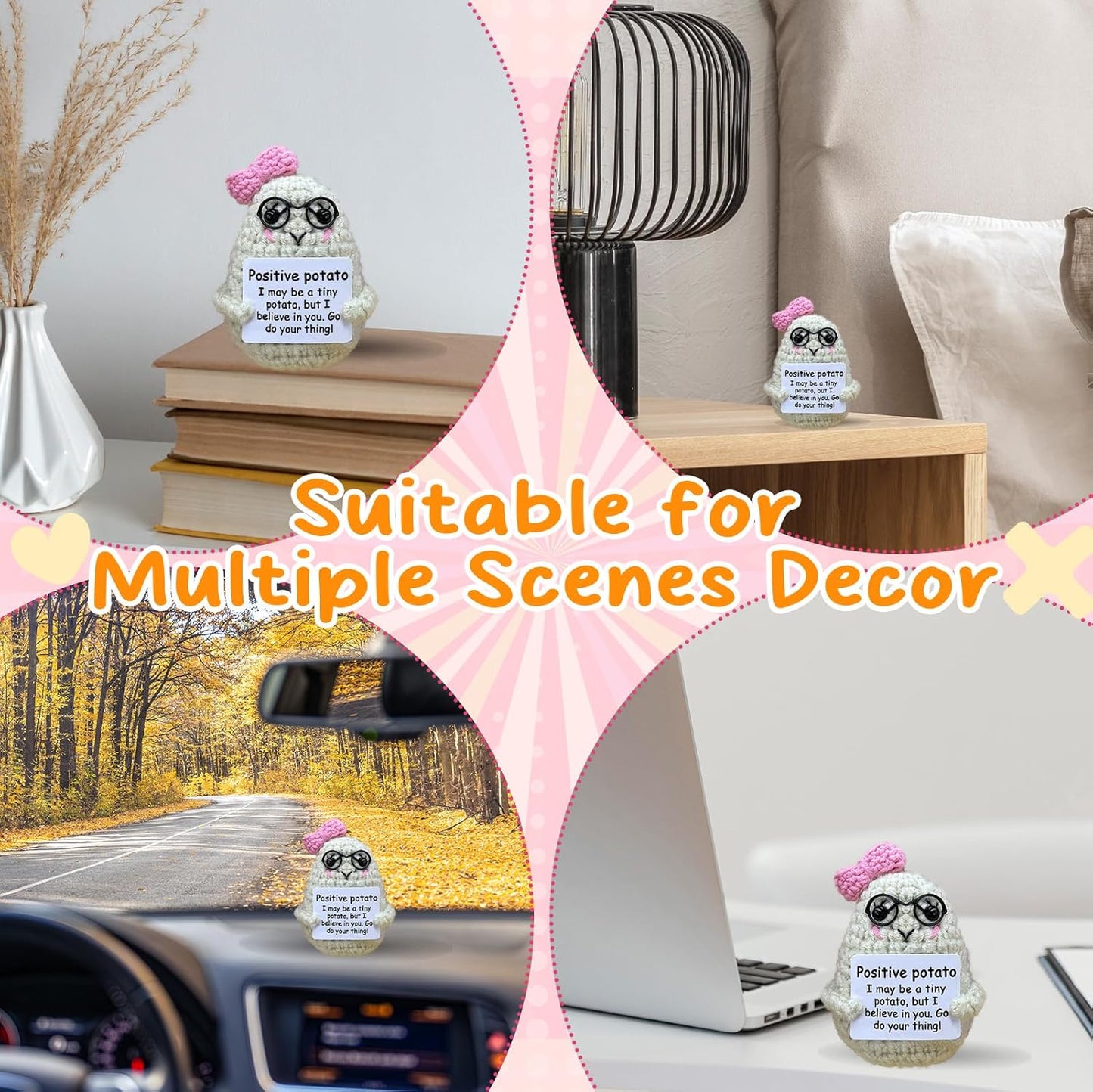 Crochet Emotional Support Potato-Handmade Mental Health Gifts for Friends,Family-Uplifting Gifts for Grandpa,Grandma Mom,Dad,Teens