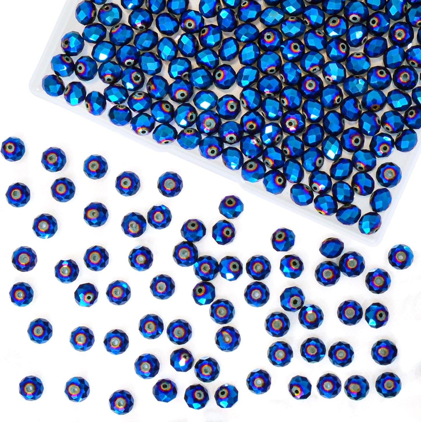 220Pcs 10mm Crystal Glass Beads for Jewelry Making Beads for Bracelets Necklace Pendants Making Supplies(Peacock Blue)
