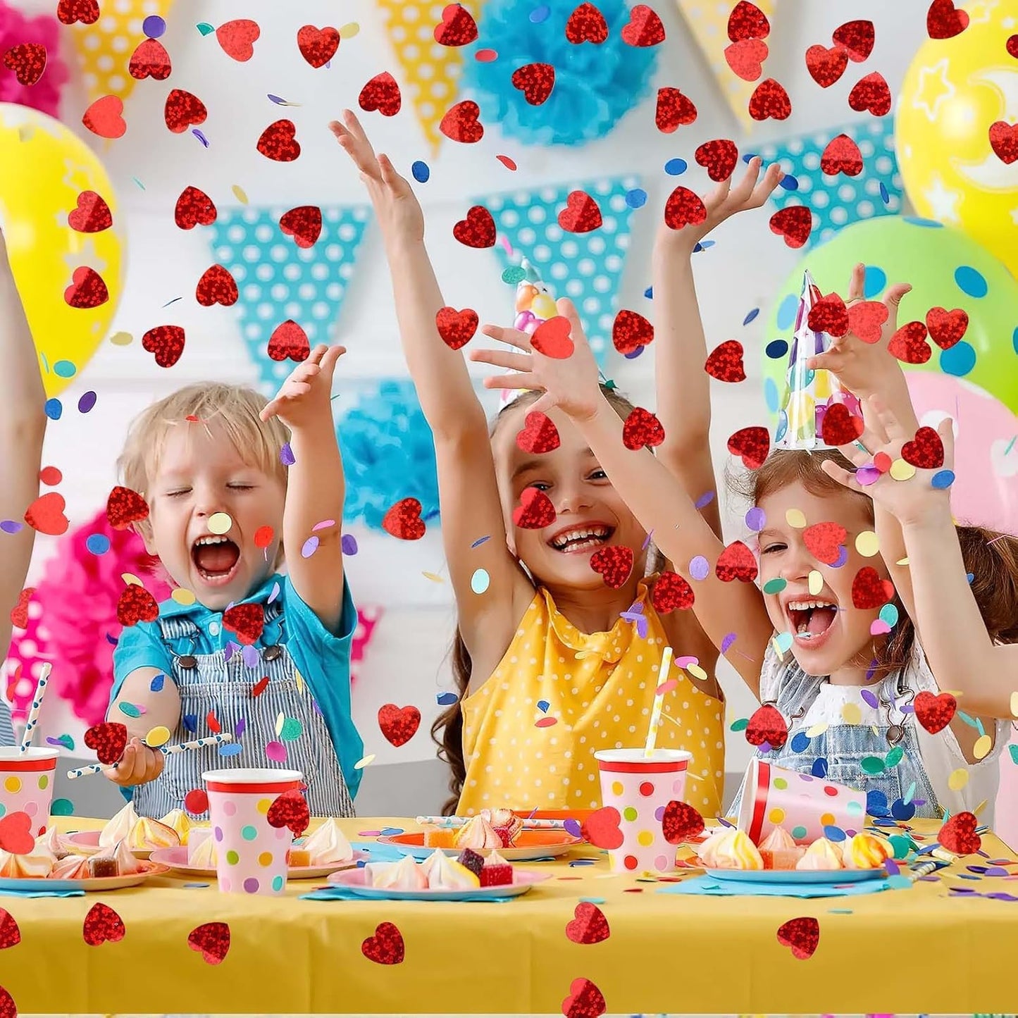 MARFOREVER Red Hearts Confetti - Valentines Day Glitter Heart Table Decorations for Wedding, Bridal Shower, Birthday & Engagement Parties