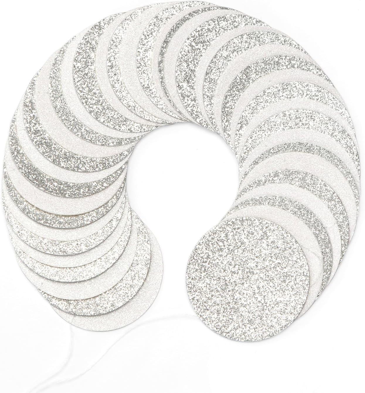 Glitter Silver White Party-Decorations Streamers - 52Ft Birthday Hanging Paper Garland Banner,Engagement Wedding Bachelorette Baby Bridal Shower Christmas Supplies Backdrop Graduation Decor Hugtmr