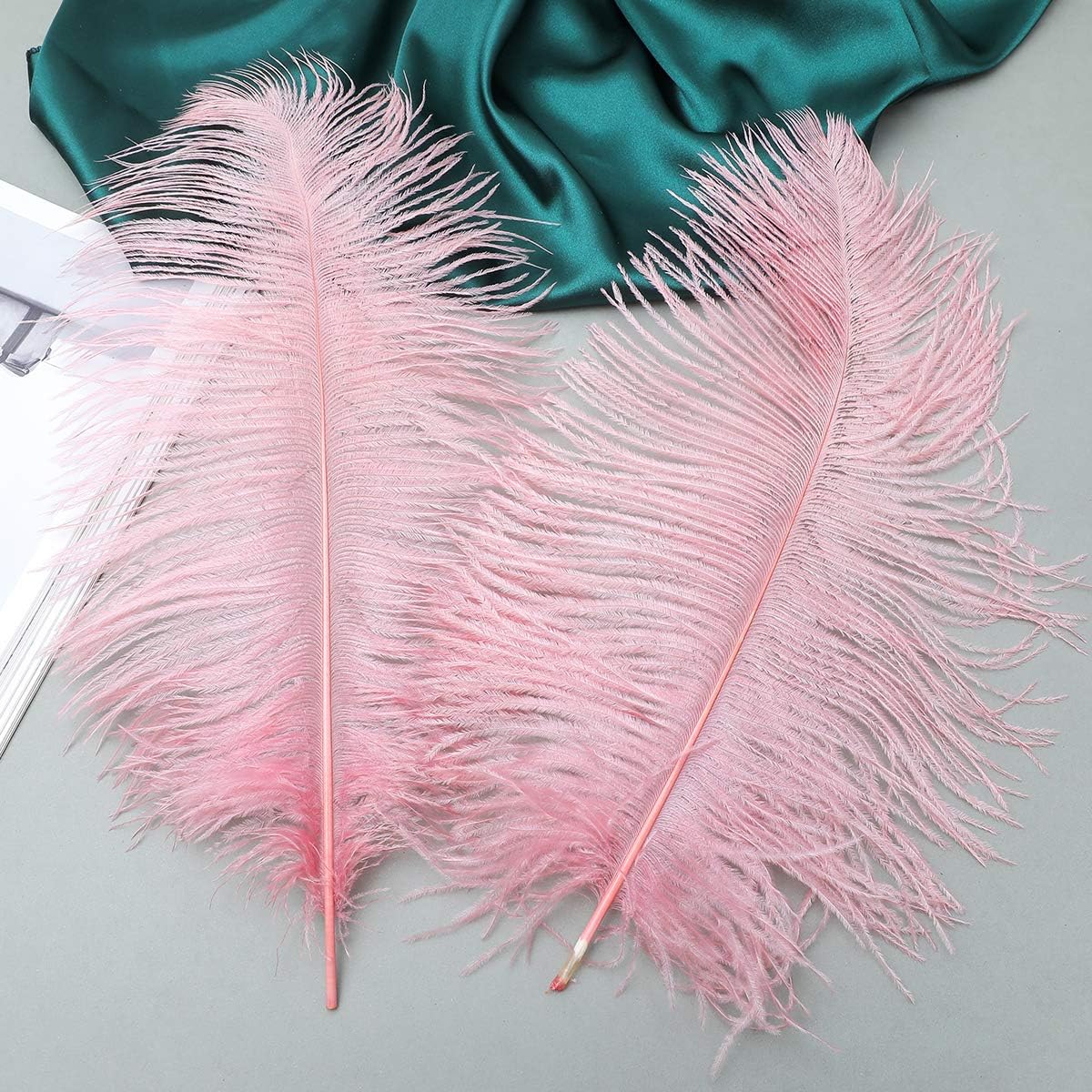 24pcs Natural Lotus Pink Ostrich Feathers 10-12inch (25-30cm) for Wedding Party Centerpieces，Flower Arrangement and Home Decoration.