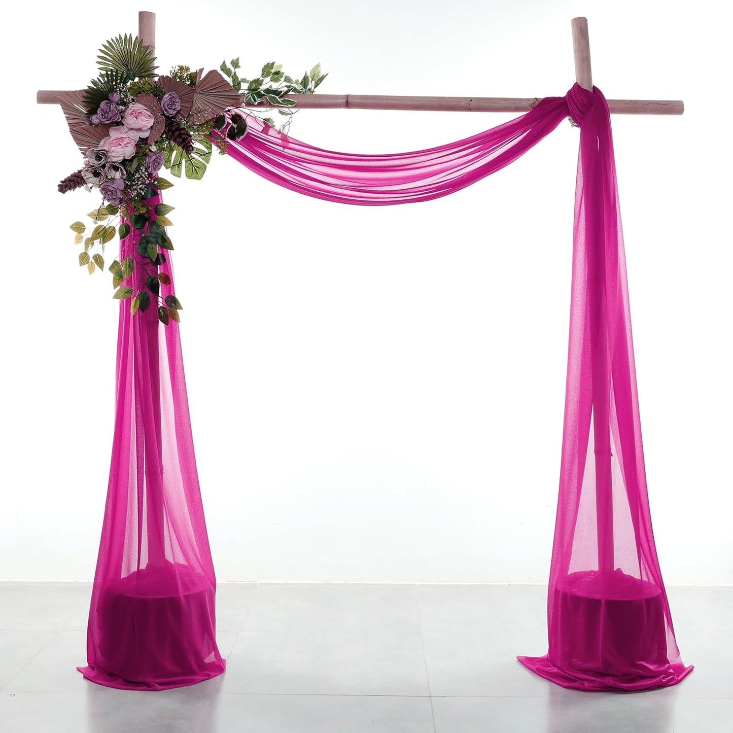 VDS Pack of 2 Panel (30 Inch X 30 Feet) Wedding Arch Draping Fabric Sheer Chiffon Fabric Drapery for Wedding Ceremony Reception Swag Backdrop Canopy Chuppah ARBO Altars Decoration (Magenta)
