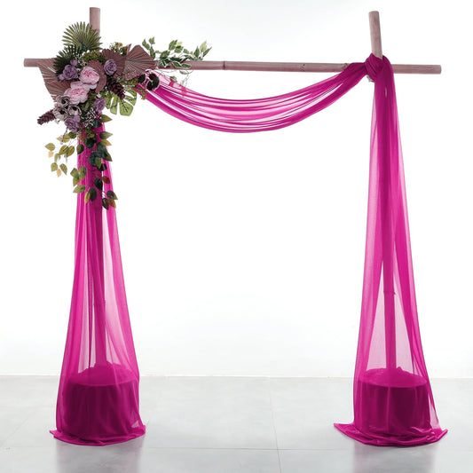 VDS Pack of 2 Panel (30 Inch X 20 Feet) Wedding Arch Draping Fabric Sheer Chiffon Fabric Drapery for Wedding Ceremony Reception Swag Backdrop Canopy Chuppah ARBO Altars Decoration (Magenta)