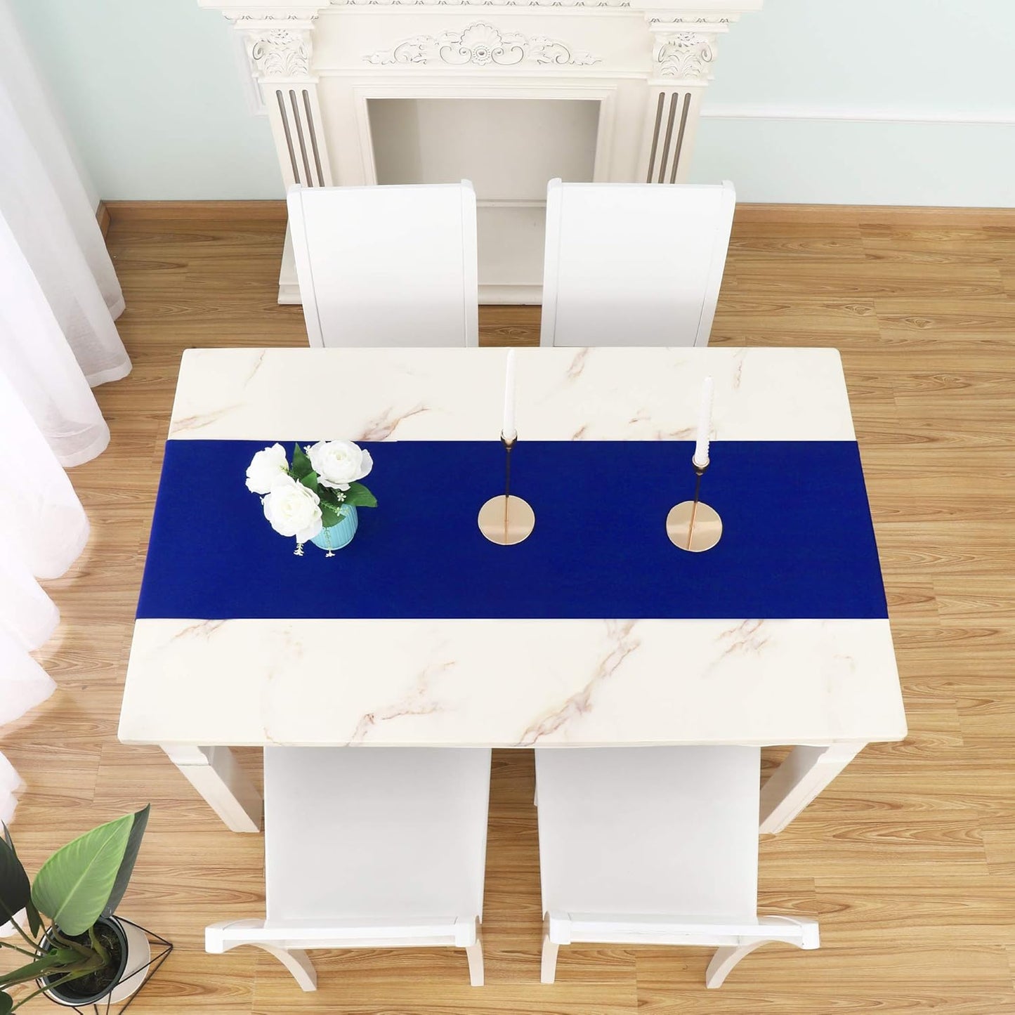 2 PCS Royal Blue Table Runner 14x72 Inch Long Coublt Blue Color Thick Polyester Decorative Cloth Handcrafted for Wedding Party Birthday Graduations Hotel Restaurant Banquet Catering Services Event