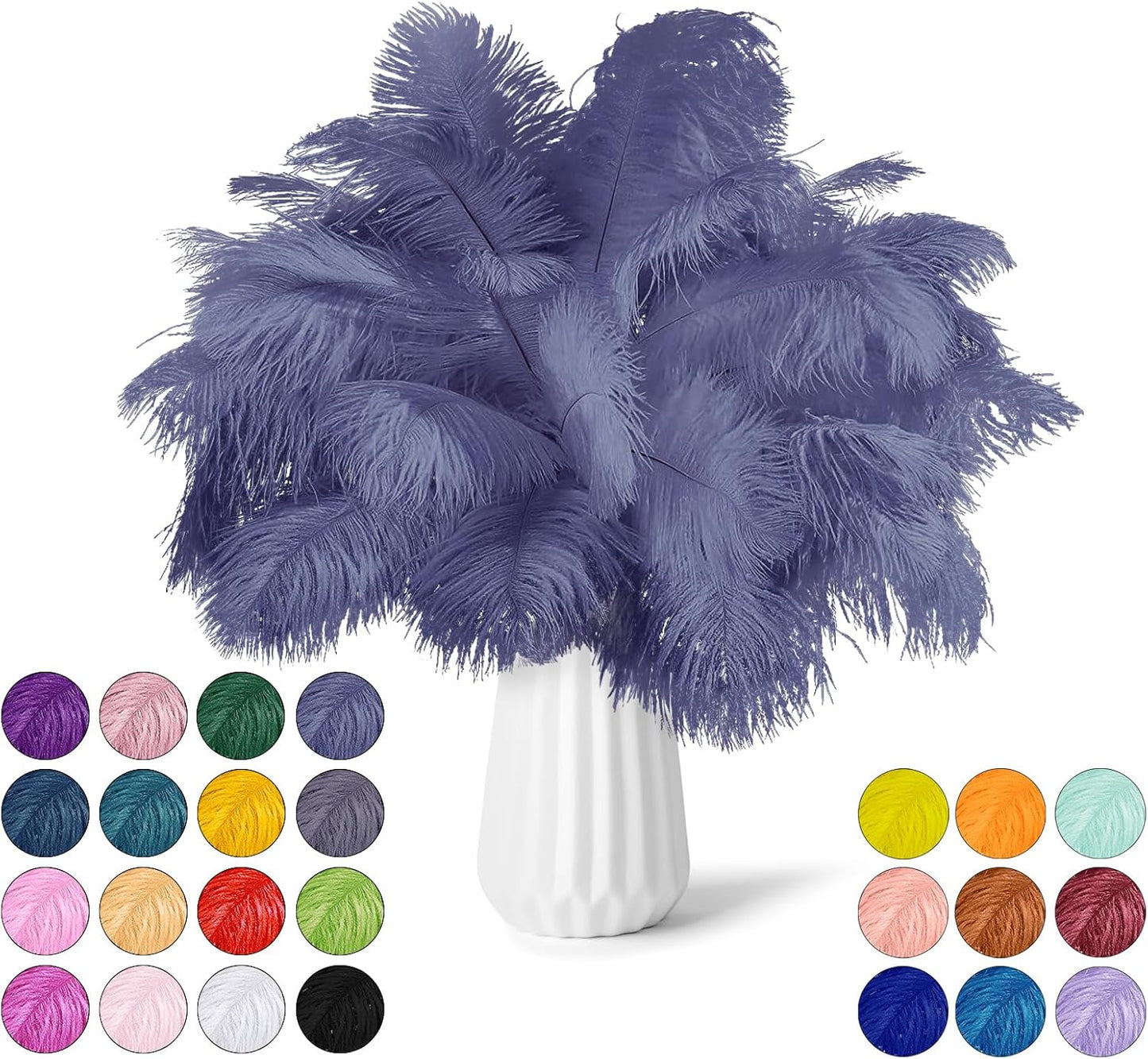 NEWONG 30pcs Blue Purple Ostrich Feathers Natural Bulk 11-14inch(28-35cm) Vase Craft Wedding Home Party Centerpieces Christmas Day Decoration