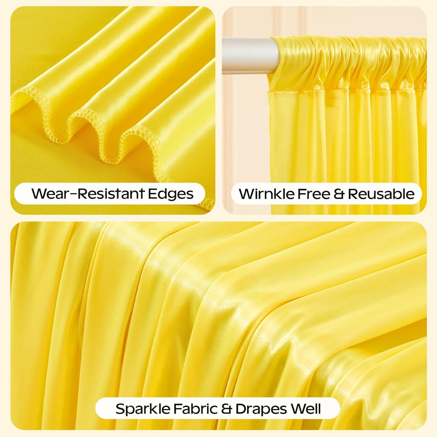 Gold Glitter Backdrop Curtain for Parties Wedding,10Ft x 10Ft Satin Shimmer Photo Backdrop,Non-Wrinkle Sparkle Drapes for Backdrop,Back Drop for Photography, Birthdays,Weddings,Prom