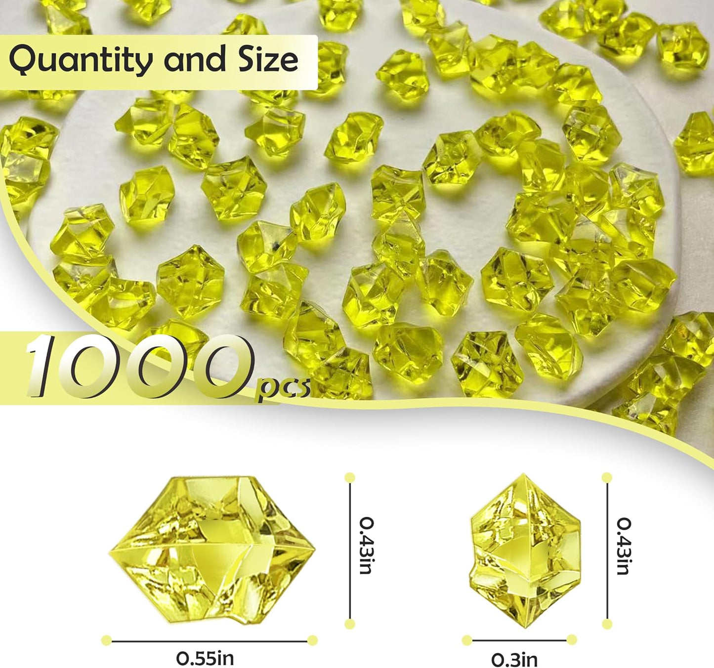 Fake Ice Cubes Fake Ice Rocks 1000PCS Acrylic Gems Gold Fake Crushed Ice Cubes Vase Fillers Centerpiece for Photography Accessories Props Decoration for Wedding Vase Fillers Party Table Scatter