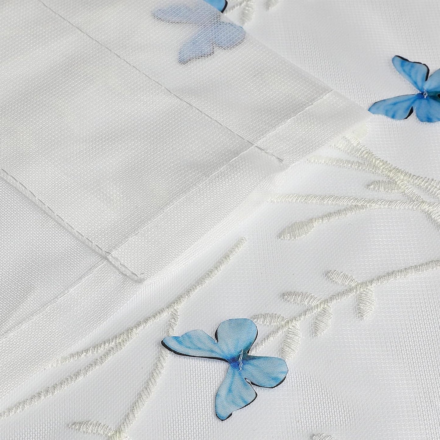 VISIONTEX White Sheer Voile Curtains, Decorative White Embossed Drip Rod Pocket Window Drapes for Home Kitchen, Living Room and Bedroom 54 x 63 Inch, Set of 2 Curtain Panels