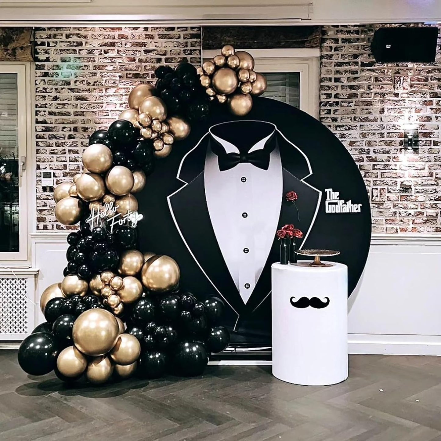 Black and Gold Balloons Arch Garland Kit, 122pcs Gold and Black Confetti Balloons with 16ft Tape Strip & Dot Glue for Graduation Birthday New Year Party Decorations