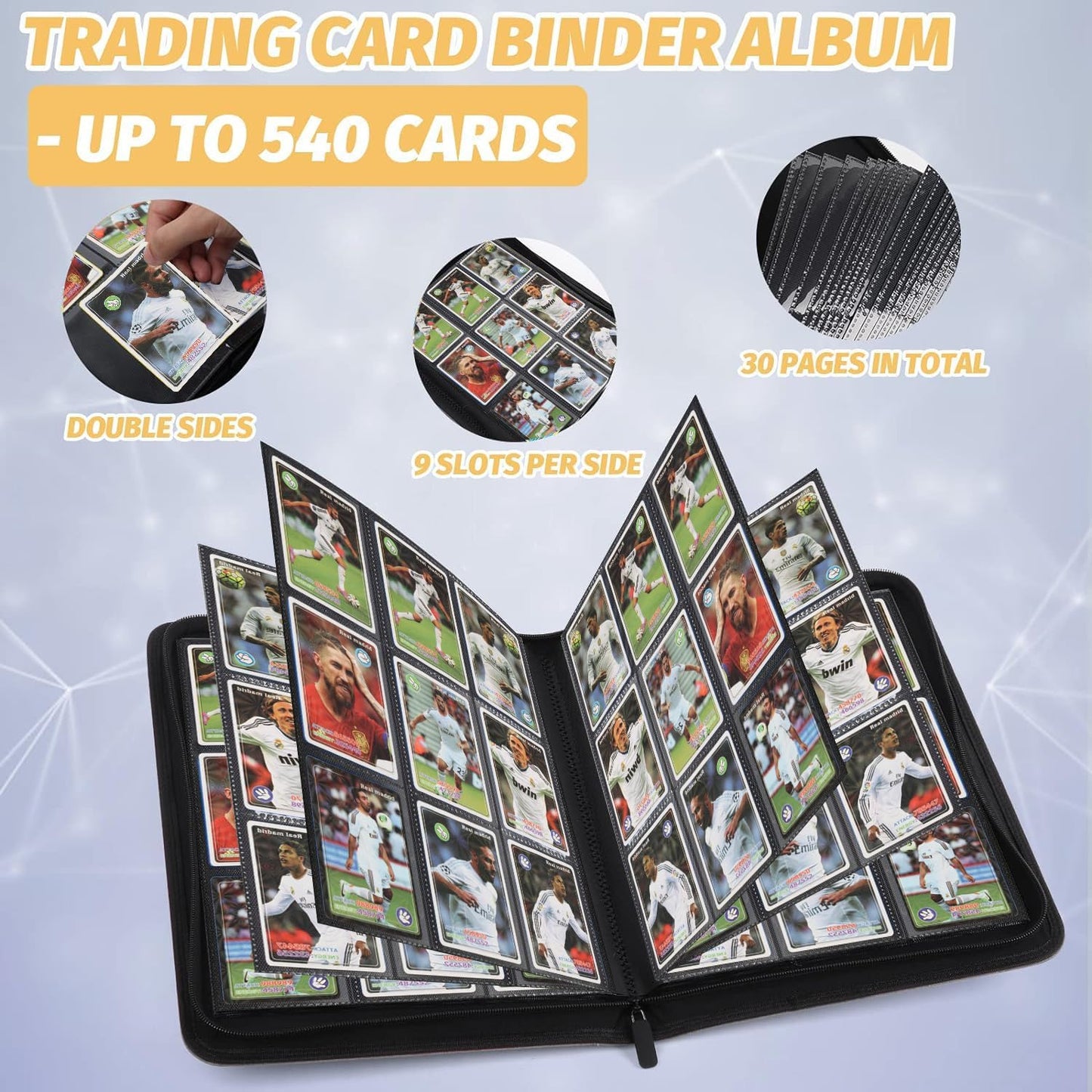Trading Card Binder, Card Collection Binder Album Folder with 540 Side Loading Pockets, 9 Pocket Trading Card Album Folder for TGC,MTG, Baseball Cards, Yugioh(Green)