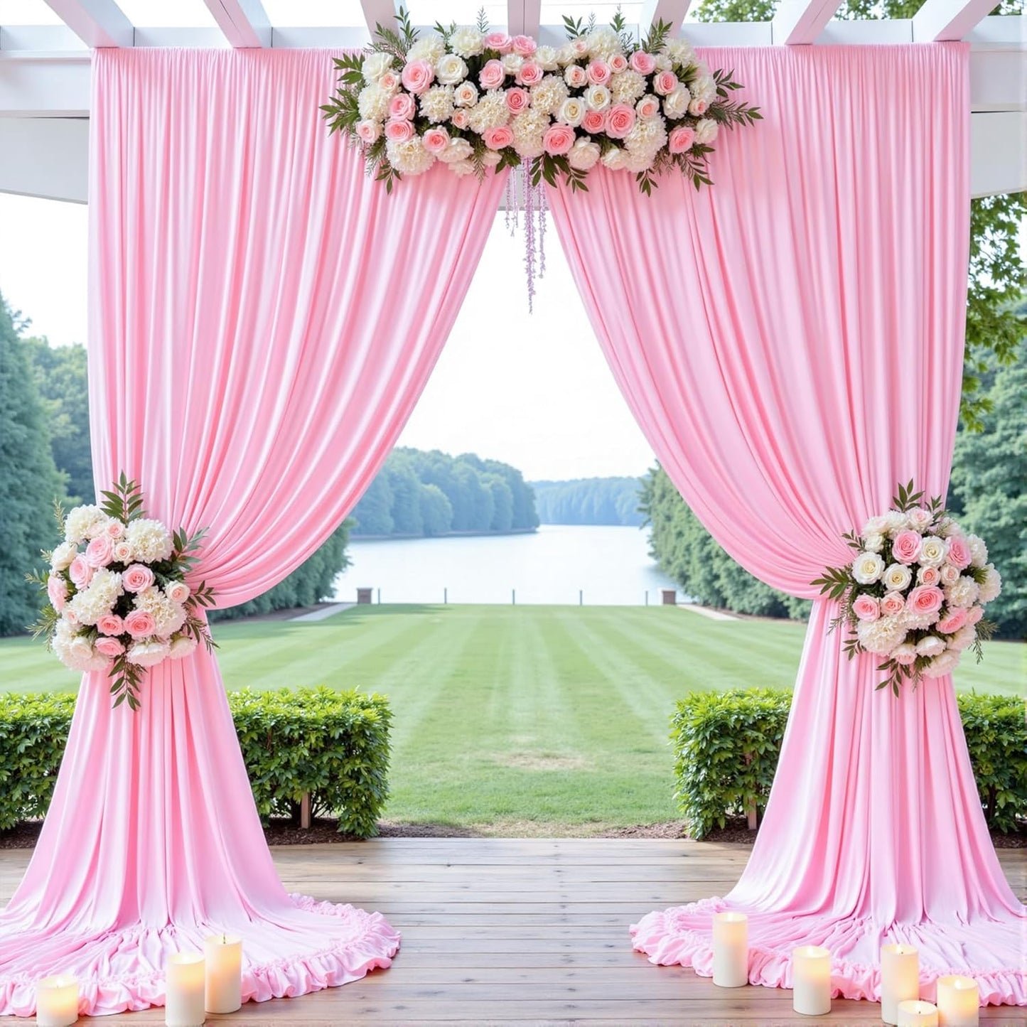 Wrinkle Free Pink Backdrop Curtain for Parties Background, Silky Photo Curtains Backdrop Drapes 2 Panels Back Drop Cloth for Wedding Birthday Photography Baby Shower Decor,10ftx10ft