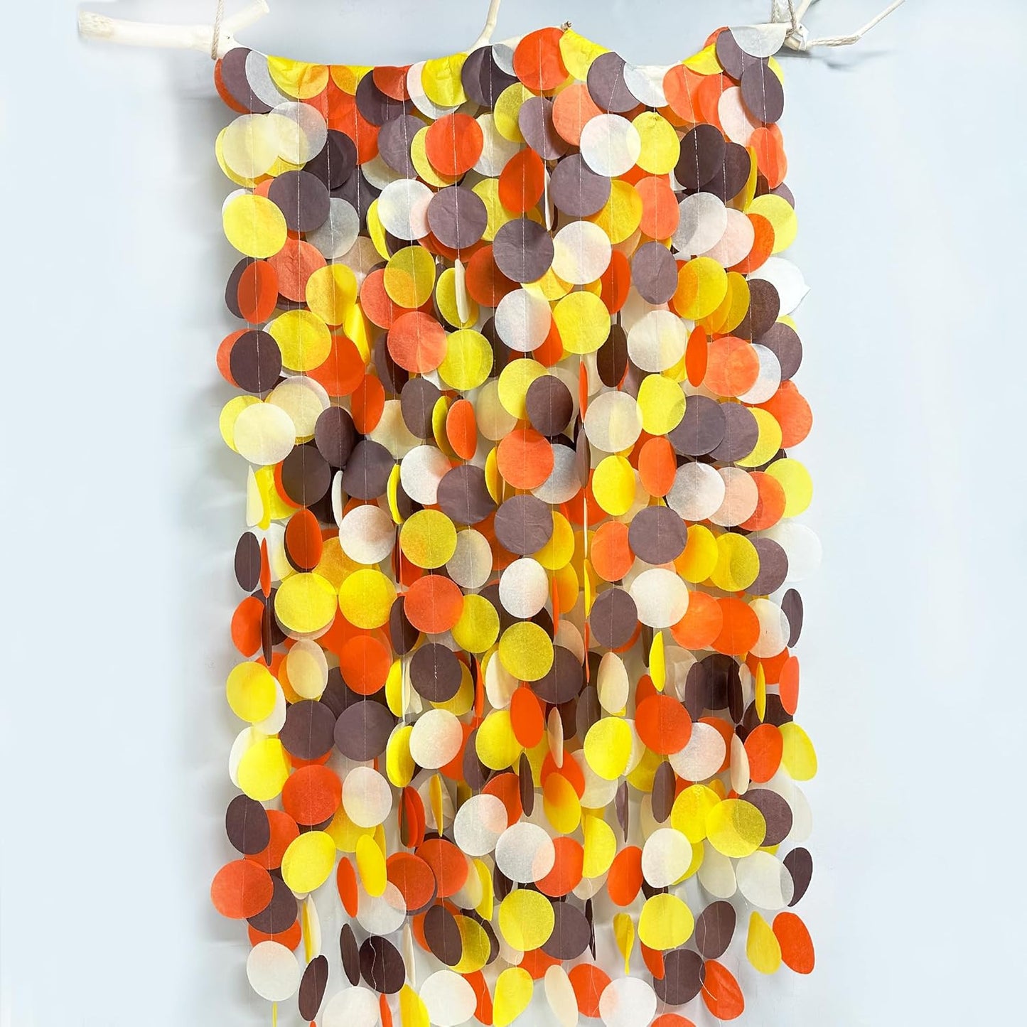 205Ft Fall Party Decorations Big Circle Dots Backdrop Garland Orange Brown Yellow Beige Tissue Paper Polka Dot Hanging Streamers for Birthday Wedding Fall Autumn Thanksgiving Harvest Party Supplies