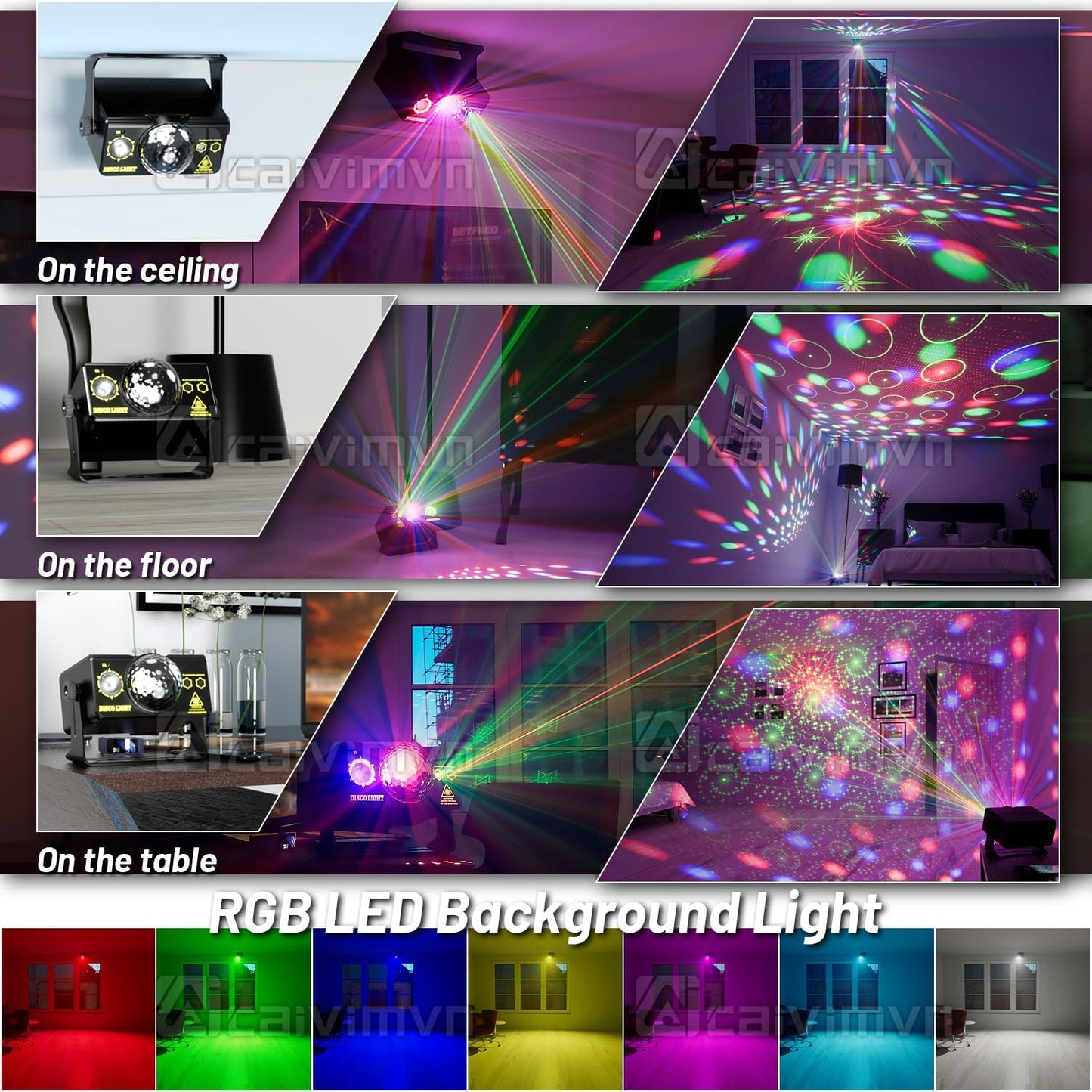 Party Lights Disco Ball Light Dj Disco Lights LED Stage Strobe Lights Projector Sound Activated with Remote Control for Parties Club Bar Holiday Christmas Dance Gift Birthday Wedding Home Décor