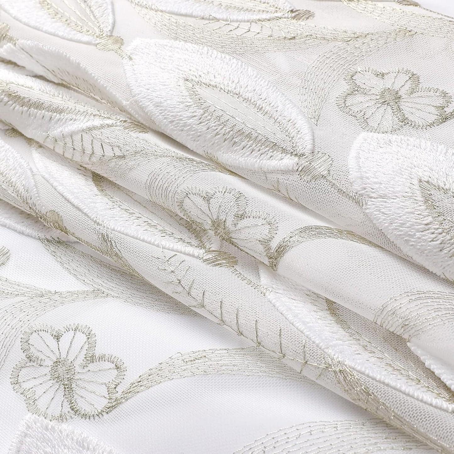 VISIONTEX White Sheer Voile Curtains, Decorative White Embossed Drip Rod Pocket Window Drapes for Home Kitchen, Living Room and Bedroom 54 x 95 Inch, Set of 2 Curtain Panels