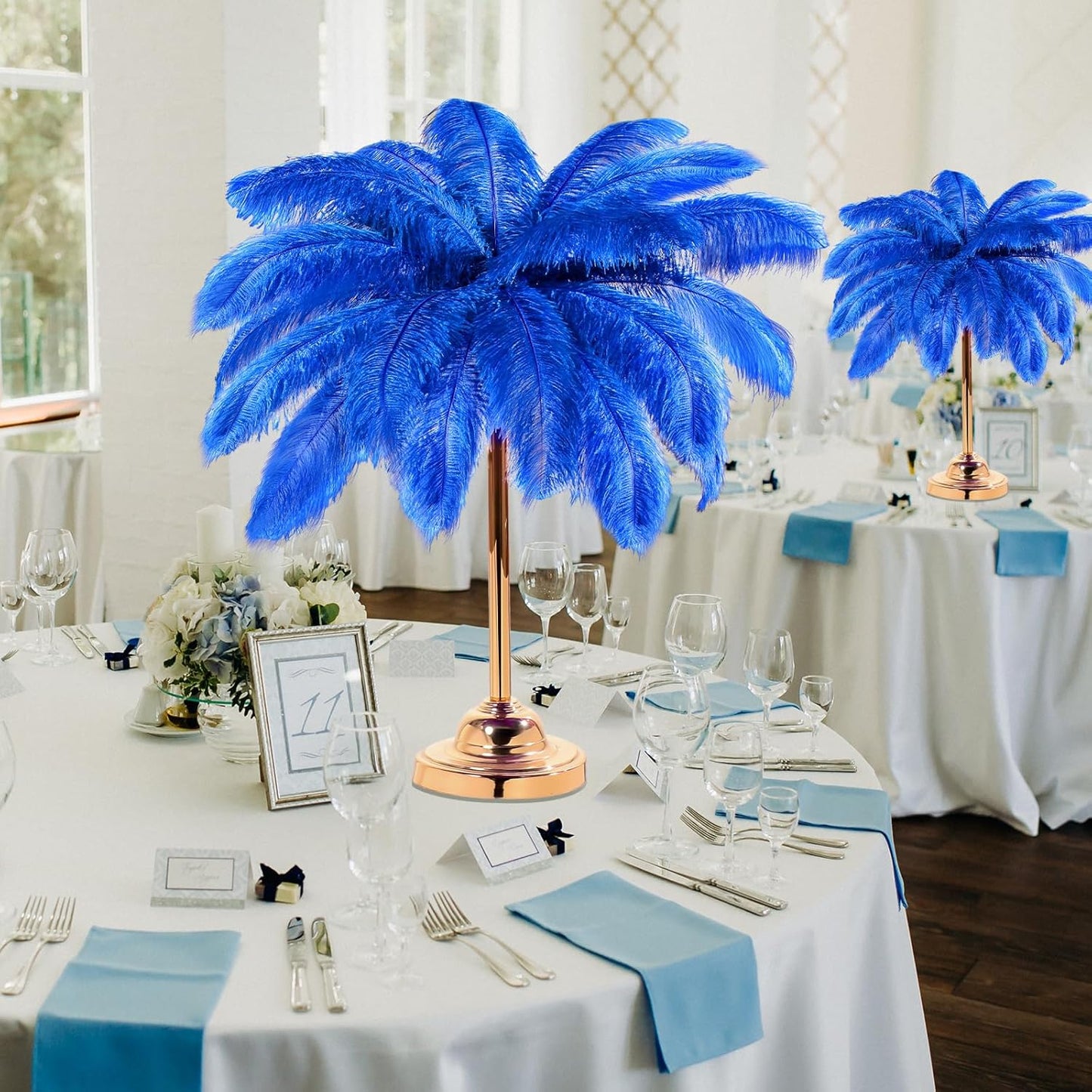 Retrowavy 30 Pcs 18-20 Inch Large Natural Ostrich Feathers Bulk for Centerpieces for Wedding Party Centerpieces Home Decoration Flower Arrangement (Blue)