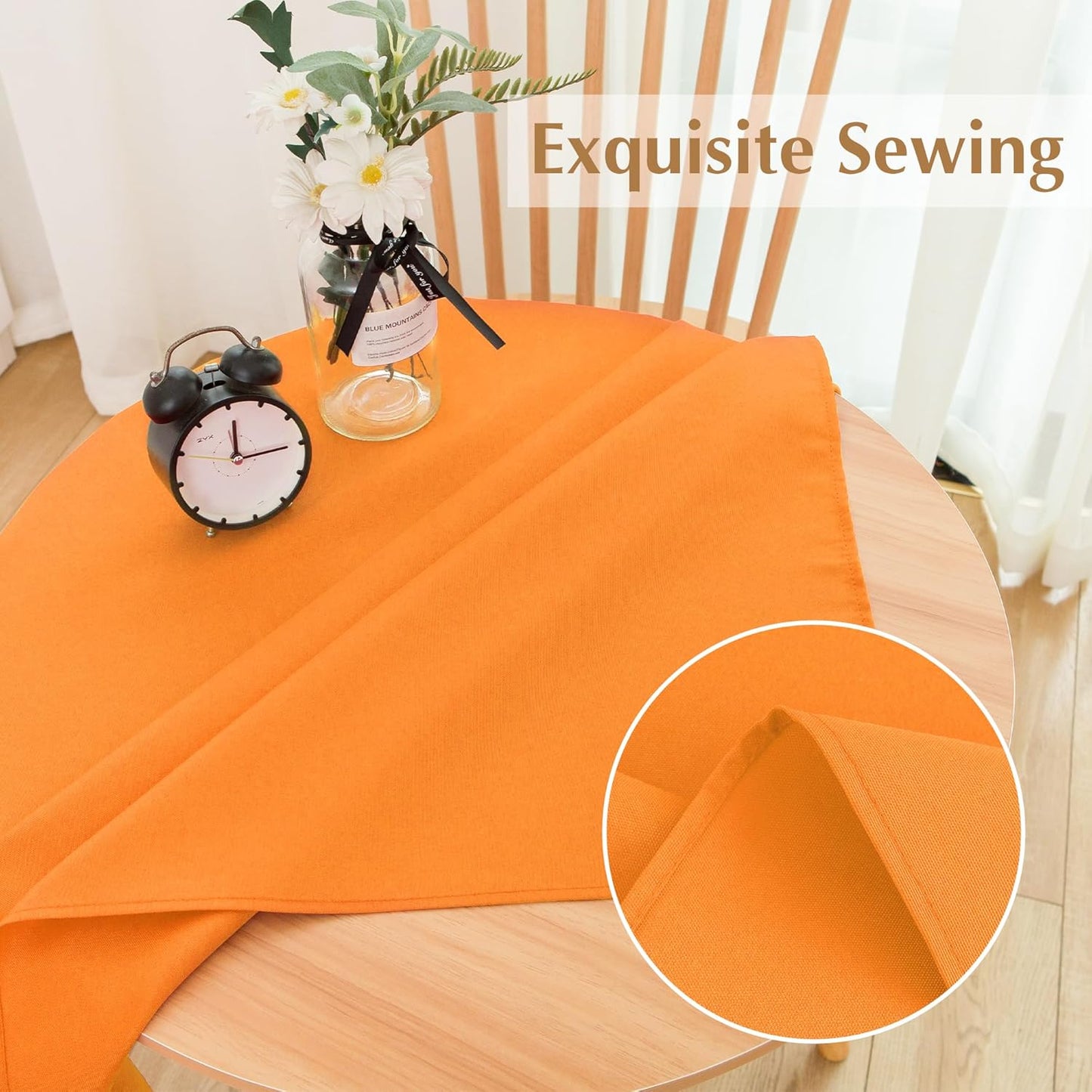 2 Pack Small Square Table Cloth 36X36 Inch Orange Washable Fabric Tablecloth Polyester Solid Table Cover for Night Stand End Table Side Table Outdoor Indoor