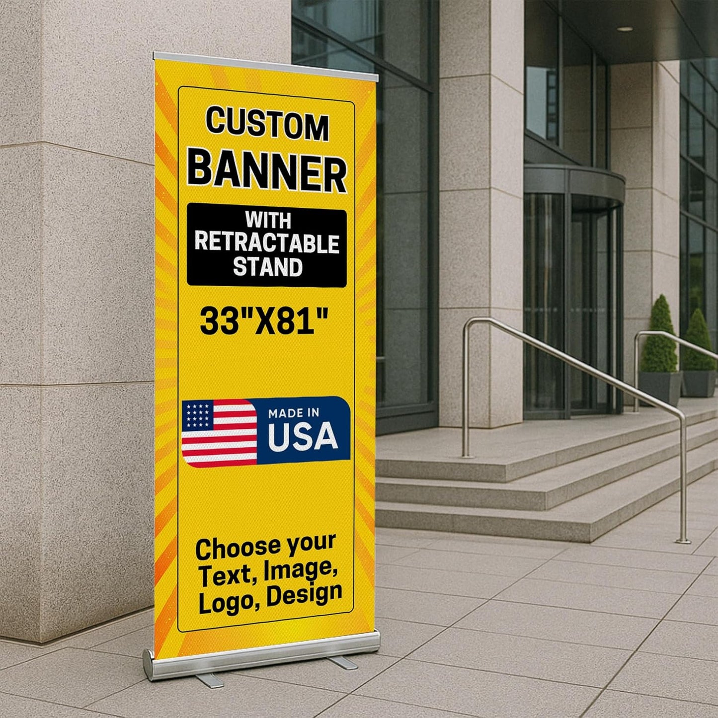 Custom Retractable Banner With Stand By Dreamcontroller(33" X 81") | Personalized Roll Up Banner For Advertising, Stores, Trade Show, Events, Birthday & Party | Made In Usa | Hd Print
