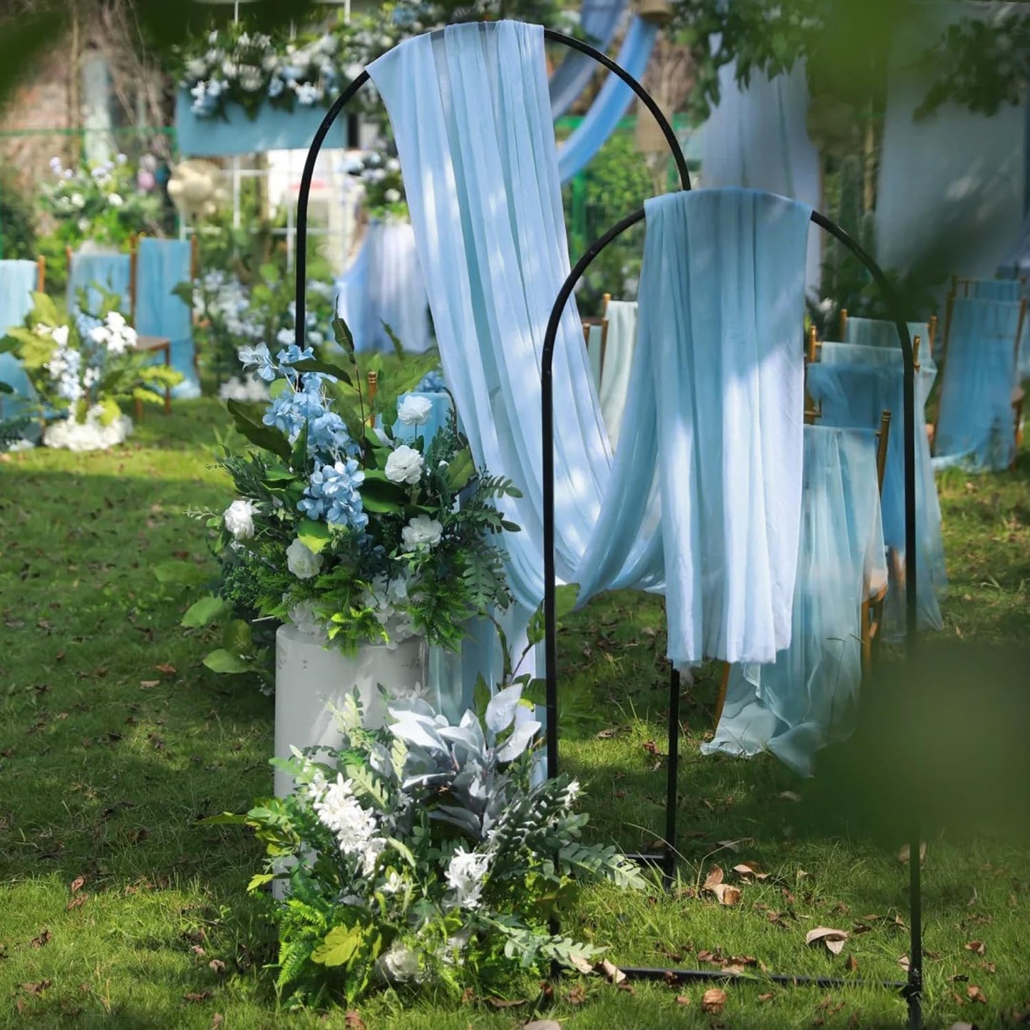 Wokceer Baby Blue Wedding Arch Draping Fabric Backdrop 3 Panels 28.7" X 20FT Sheer Drapes Fabric for Wedding Arbor Ceremony Party