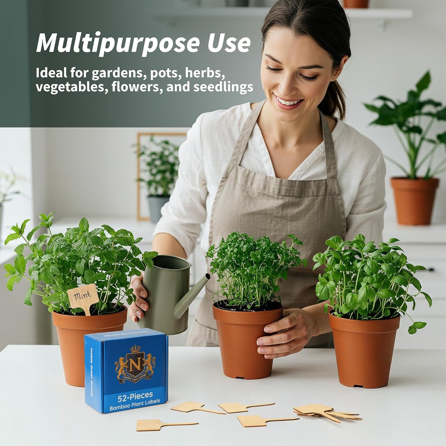 52-Piece Eco-Friendly Bamboo Plant Labels | Beautiful Natural Bamboo Garden Markers for Seedlings, Herbs, Flowers & Vegetables | Sustainable Gardening Tags & Gifts