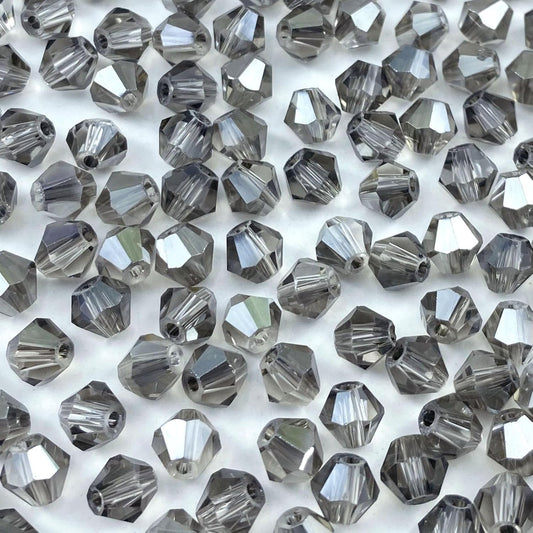 250pcs 6mm Bicone Crystal Glass Beads Loose Spacer Beads Faceted Craft Beads for Jewelry Making DIY Necklace Bracelet Earring Wind Chimes Suncatchers Ornamen(Transparent Gray)