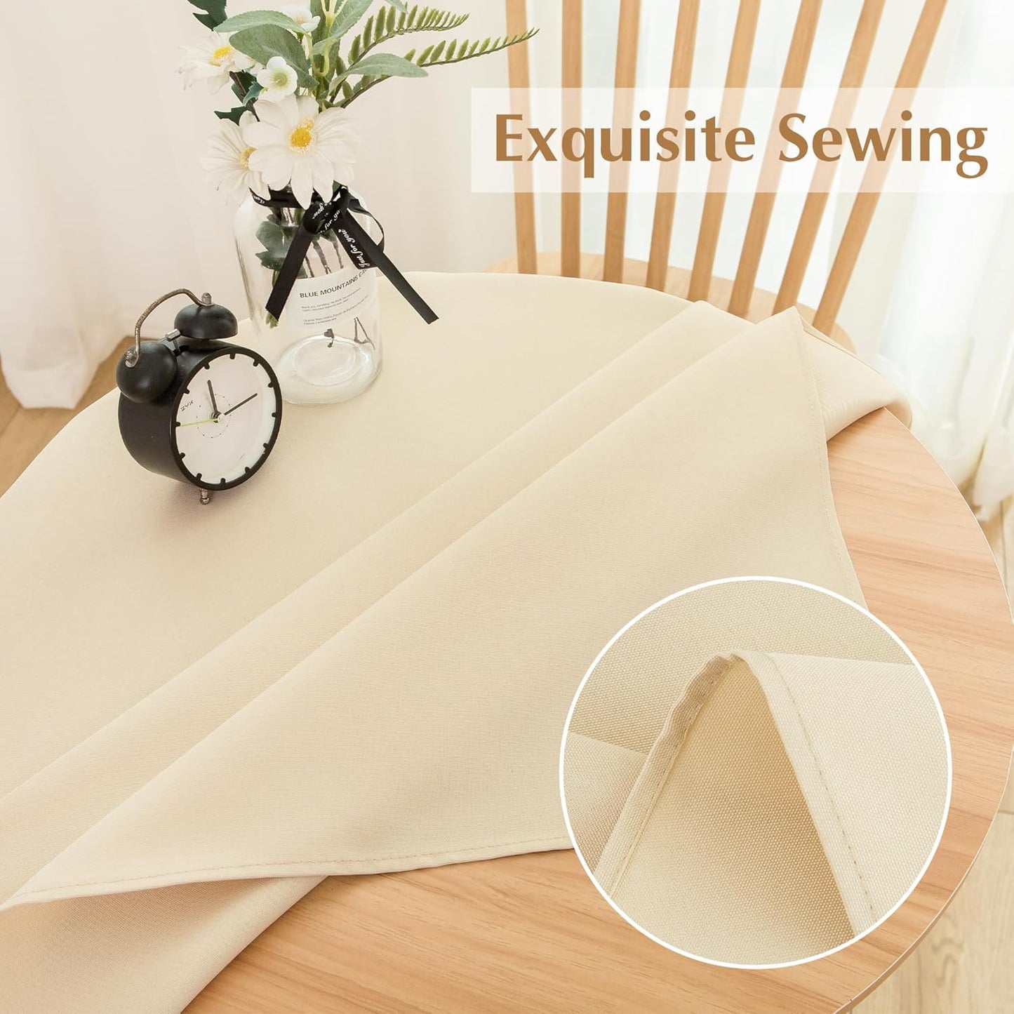 2 Pack Small Square Table Cloth 36X36 Inch Beige Washable Fabric Tablecloth Polyester Solid Tables Cover for Night Stand End Table Side Table Outdoor Indoor