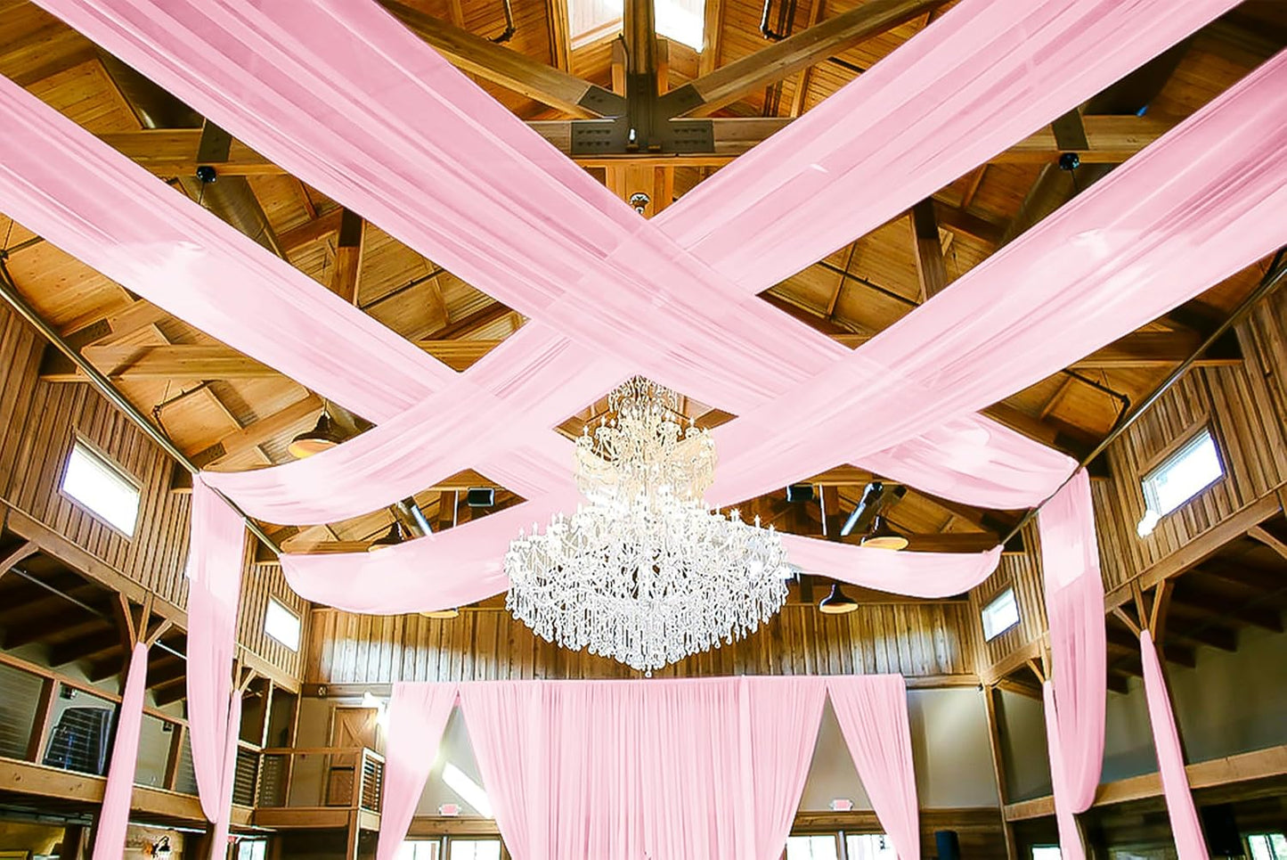 6 Panels Pink Ceiling Drapes for Wedding 5ftx20ft Ceiling Drapes Wedding Arch Draping Fabric Cheesecloth Sheer Curtain Romantic Ceiling Decorations for Weddings Party Banquet Ceremony Stage