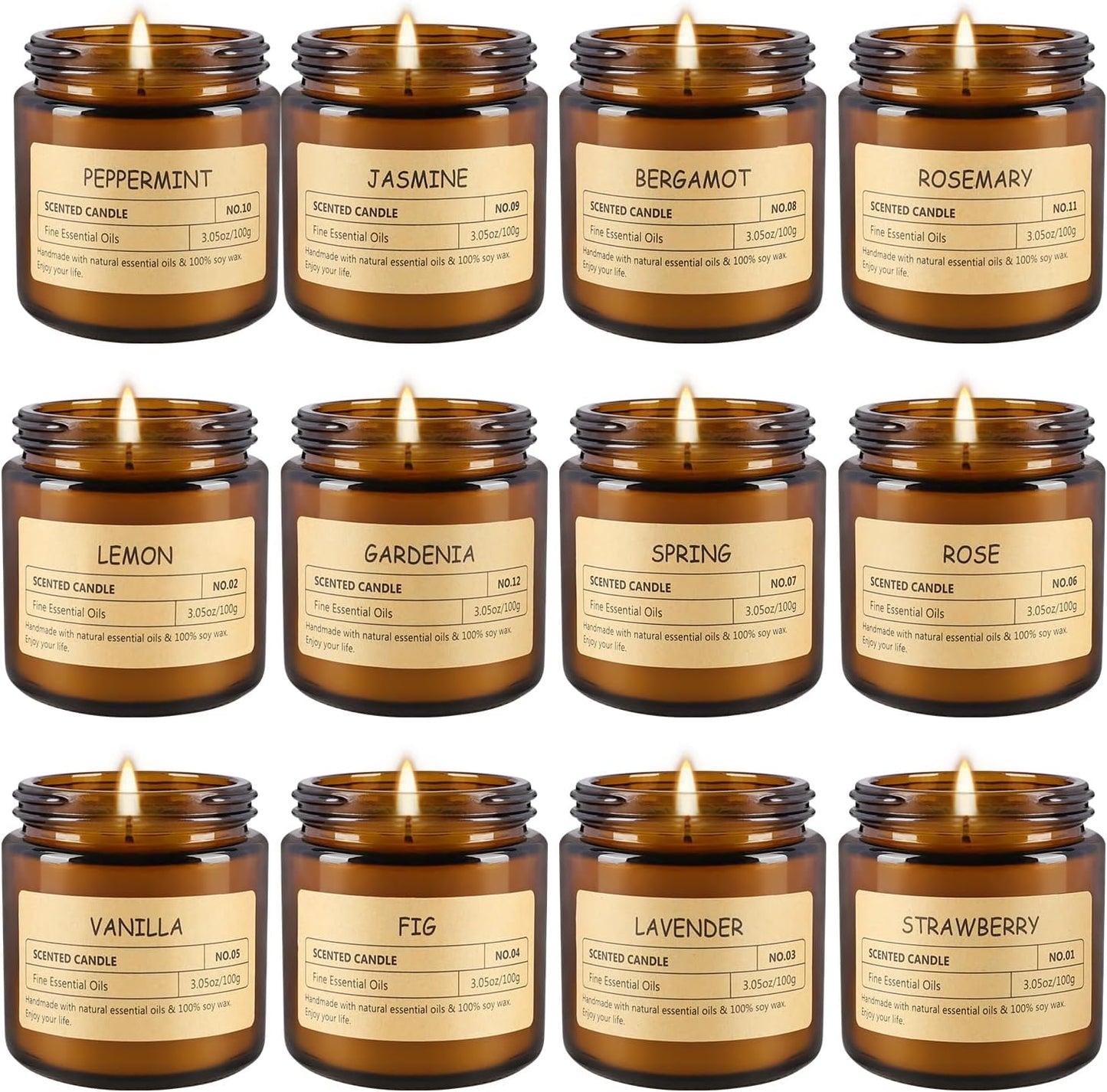 12Pack Scented Candle Set - Aromatherapy Candle Gift Set – Long Lasting Jar Candles for Men| Women, Ideal for Birthdays, Mother's Day Thanksgiving Gifts