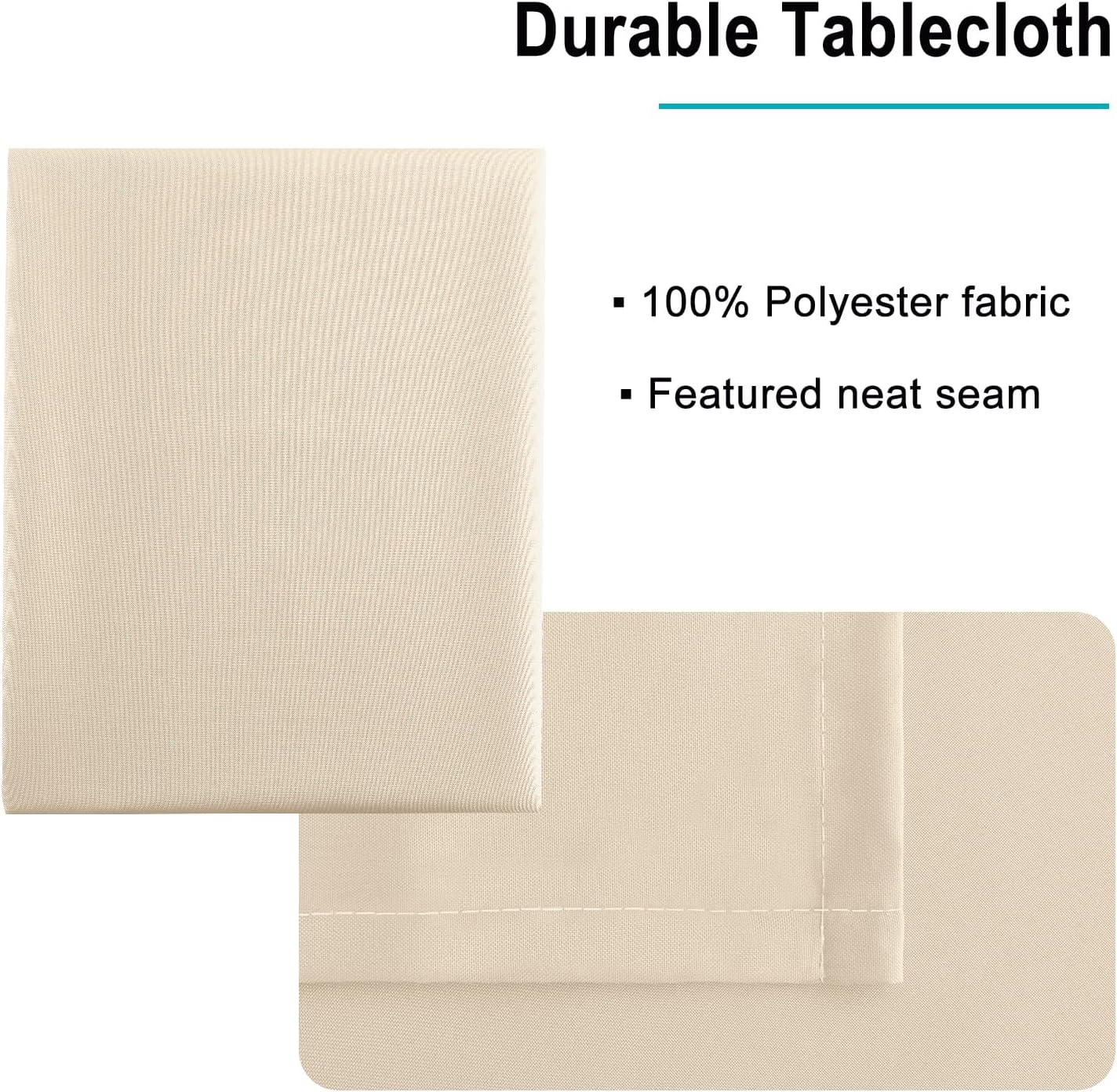Hiasan Square Tablecloth - Waterproof Washable Polyester Table Cloth for Dining Room Kitchen Party Camping, Beige, 54 x 54 Inch
