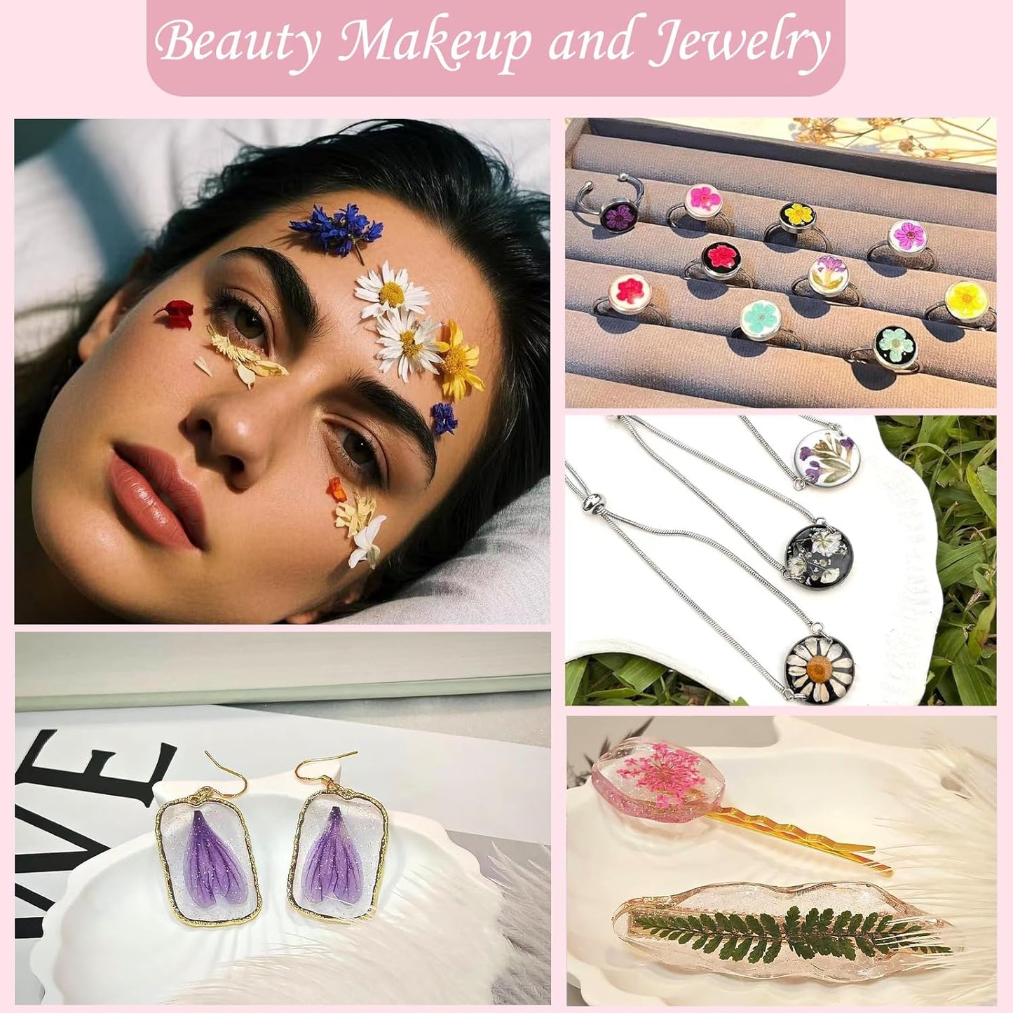 80 Pcs Dried Flowers for Crafts, Real Natural Dried Pressed Flowers in Vibrant Colors for Resin, DIY Art, Jewelry, Candle & Soap Making – Tweezers Included