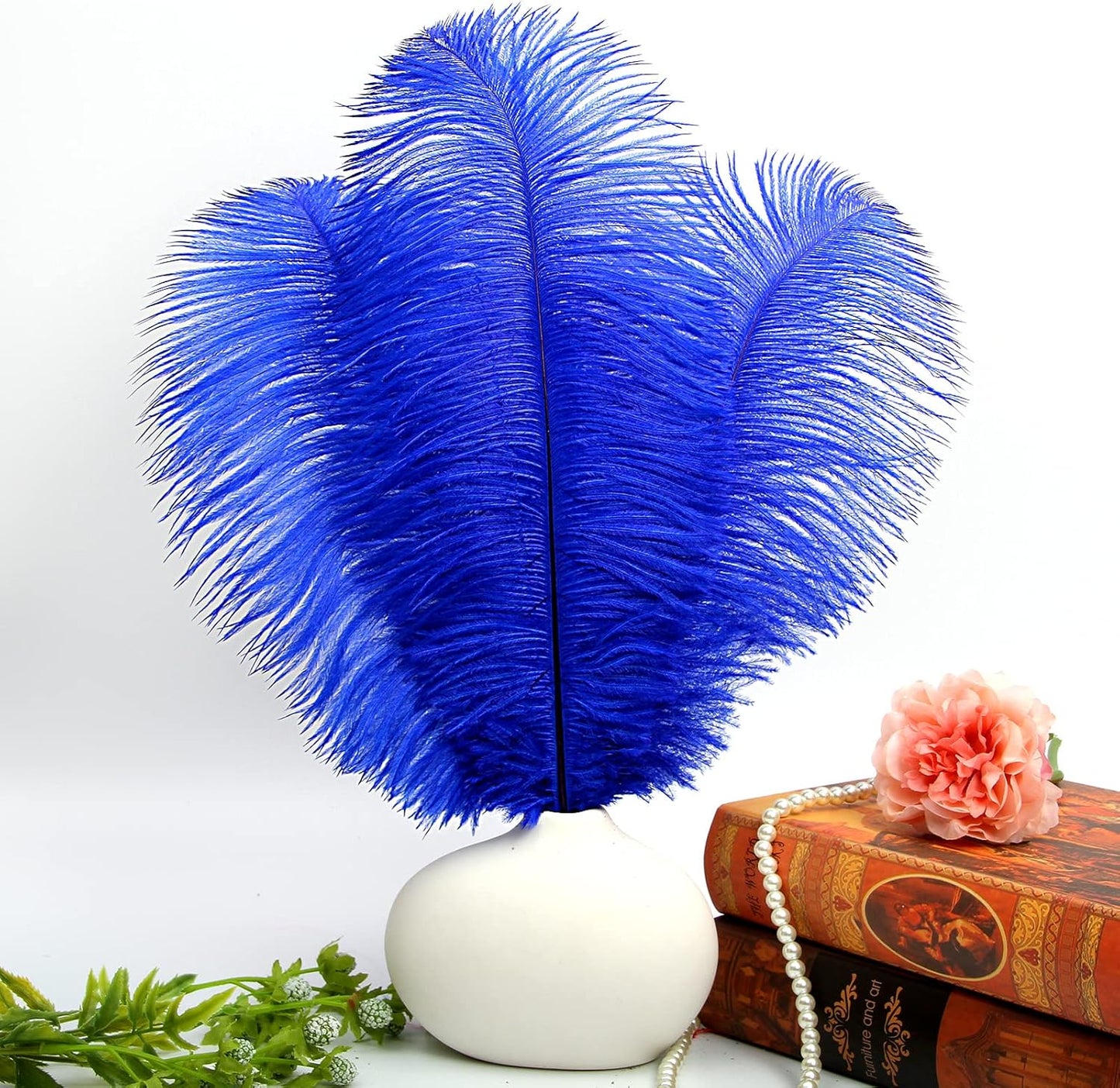 THARAHT Blue Ostrich Feathers 12pcs Large Natural Bulk 16-18Inch 40cm-45cm for Wedding Party Centerpieces Halloween and Home Decoration Feathers