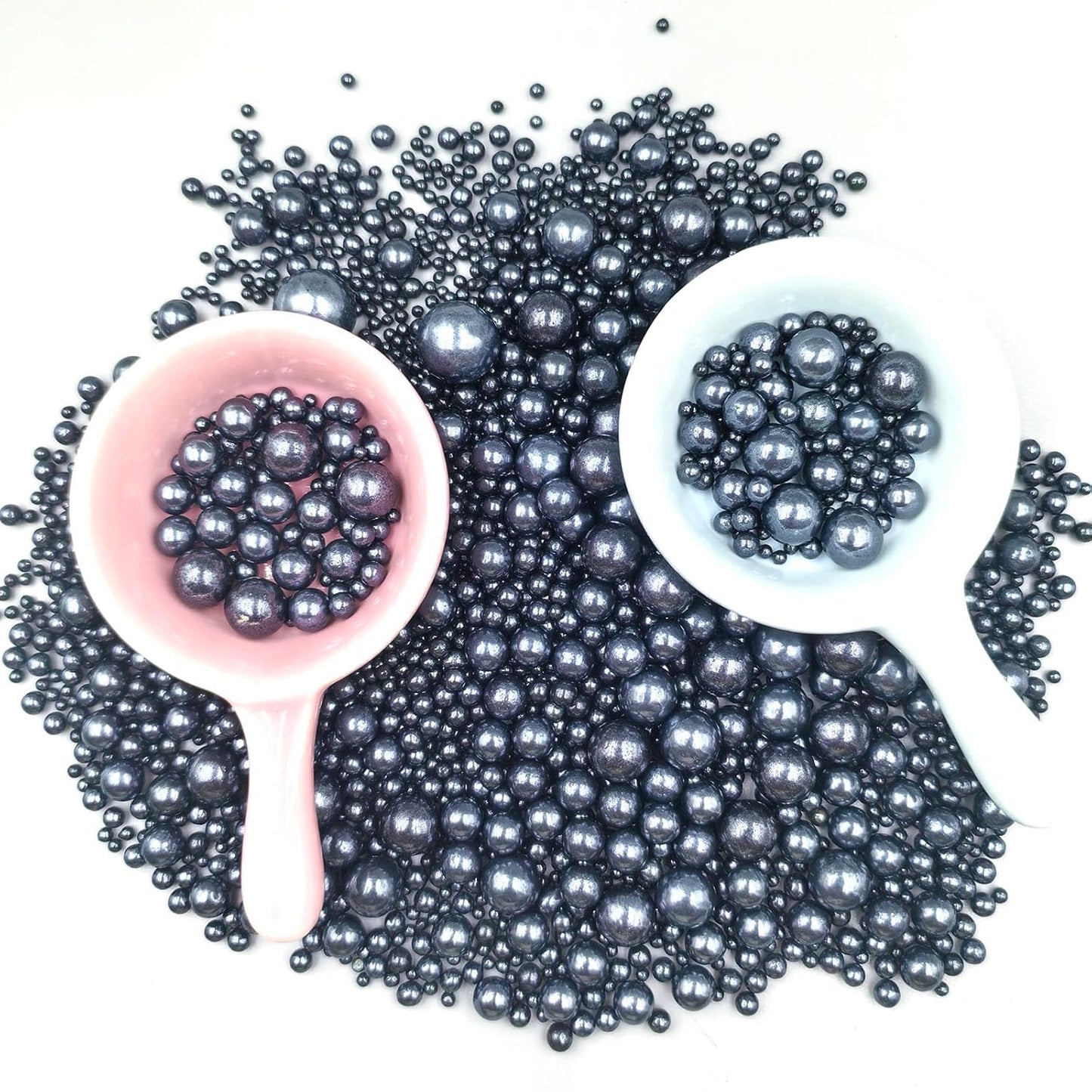 Edible Pearl Sugar Sprinkles Black Candy Mixing Size Baking Edible Cake Decorations Cupcake Toppers Cookie Decorating Celebrations Wedding Valentines Easter Halloween Christmas Supplies 120g/ 4.23oz