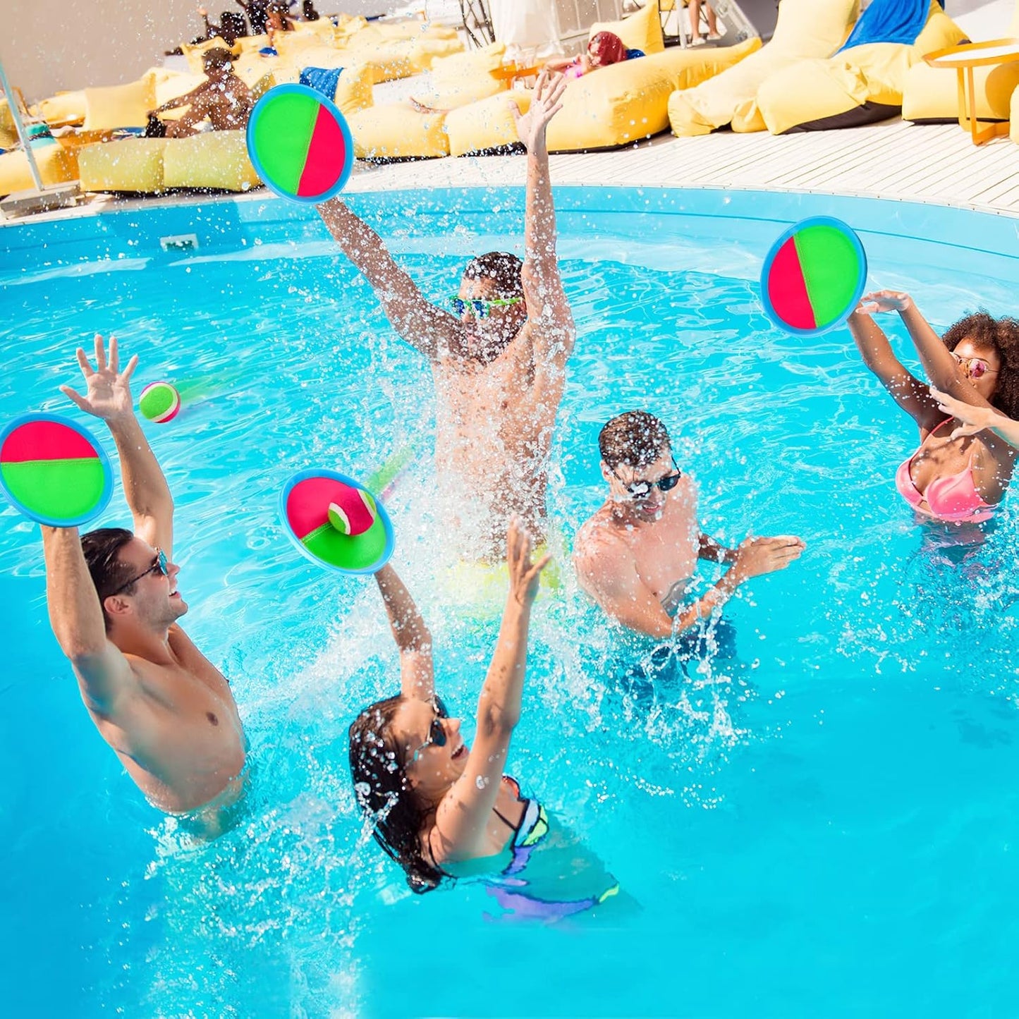 Ayeboovi Toss and Catch Ball Set with 8 Paddles 4 Balls Outdoor Beach Pool Toys for 3 4 5 6 7 8 Year Old Boys Girls Birthday Gift Outside Camping Lawn Yard Games for Kids and Family