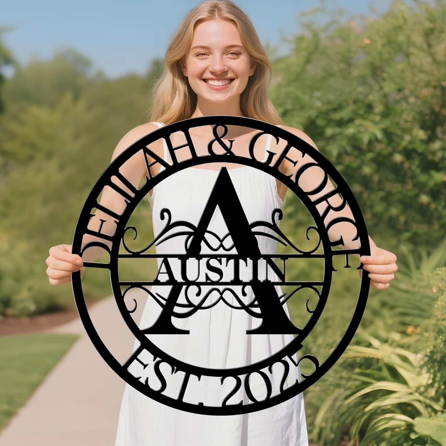 Custom Name Signs Outdoor Metal, Personalized Family Last Name Signs Wall Art, Letter Monogram Metal Sign For Home Decor, Customized Wedding Christmas Anniversary Housewarming Gifts