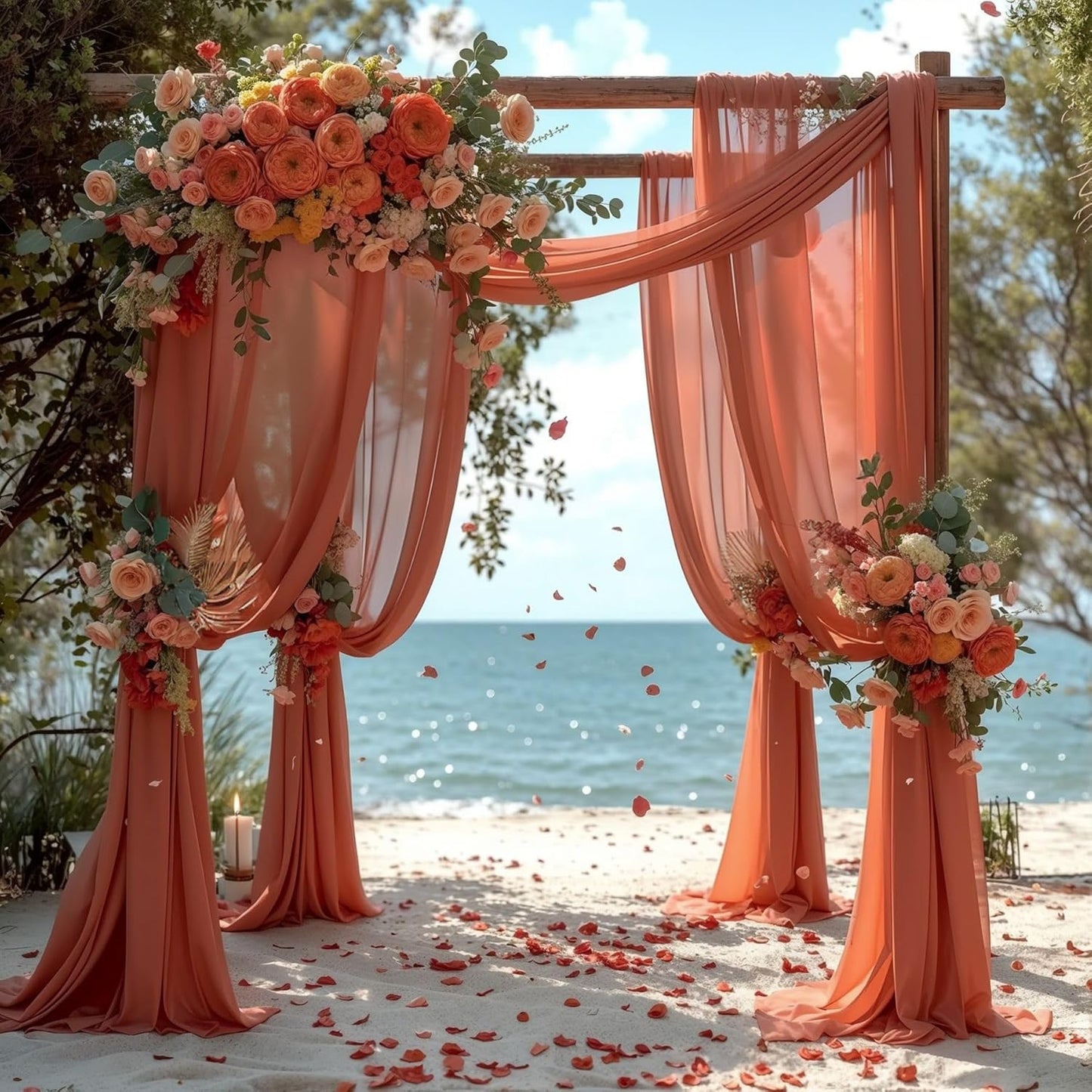 Wedding Arch Draping Fabric, 1 Panel 28" x 19Ft Terracotta Wedding Arch Drapes Sheer Backdrop Curtain for Wedding Ceremony Party Ceiling Decor