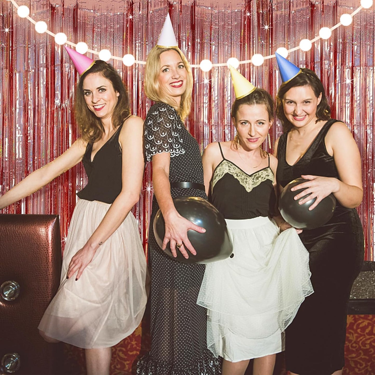 Tinsel Curtain Party Backdrop Rose Gold Birthday Decorations 2 Packs Glitter Foil Fringe Curtain Party Decor Streamers Photo Booth for Birthday Christmas Wedding Halloween Graduation Decorations