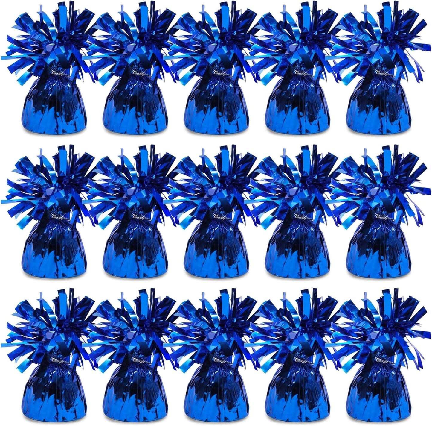 BLUE PANDA Blue Balloon Weights - 4.5 In H x 2.5 In Dia, 6 Oz, Metallic Foil, Pack of 15 - Table Weights