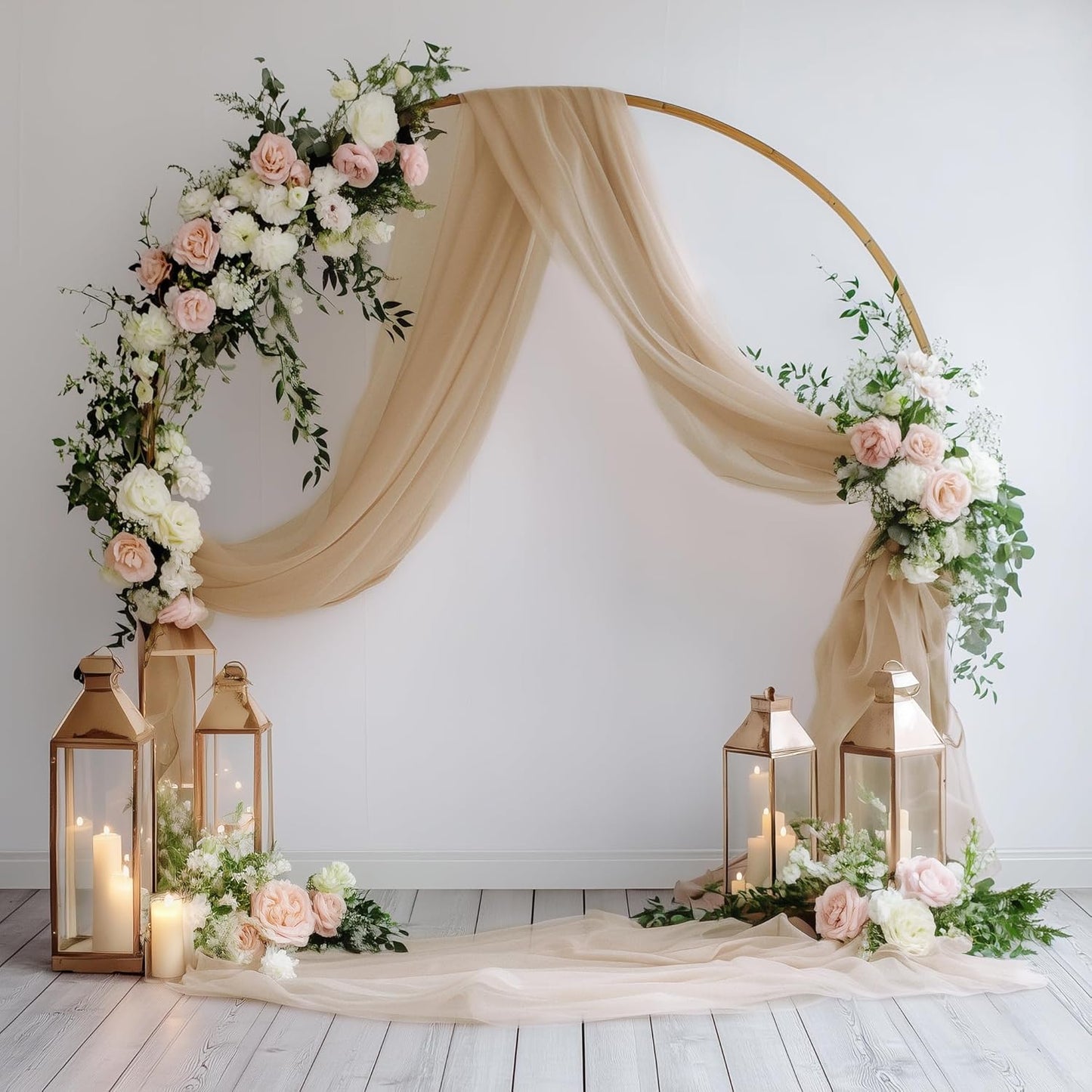 Wedding Arch Draping Fabric 4 Panels 28.7" x 20FT Nude Sheer Chiffon Backdrop Drapes for Wedding Ceremony Birthday Party Bridal Shower Outdoor Decoration