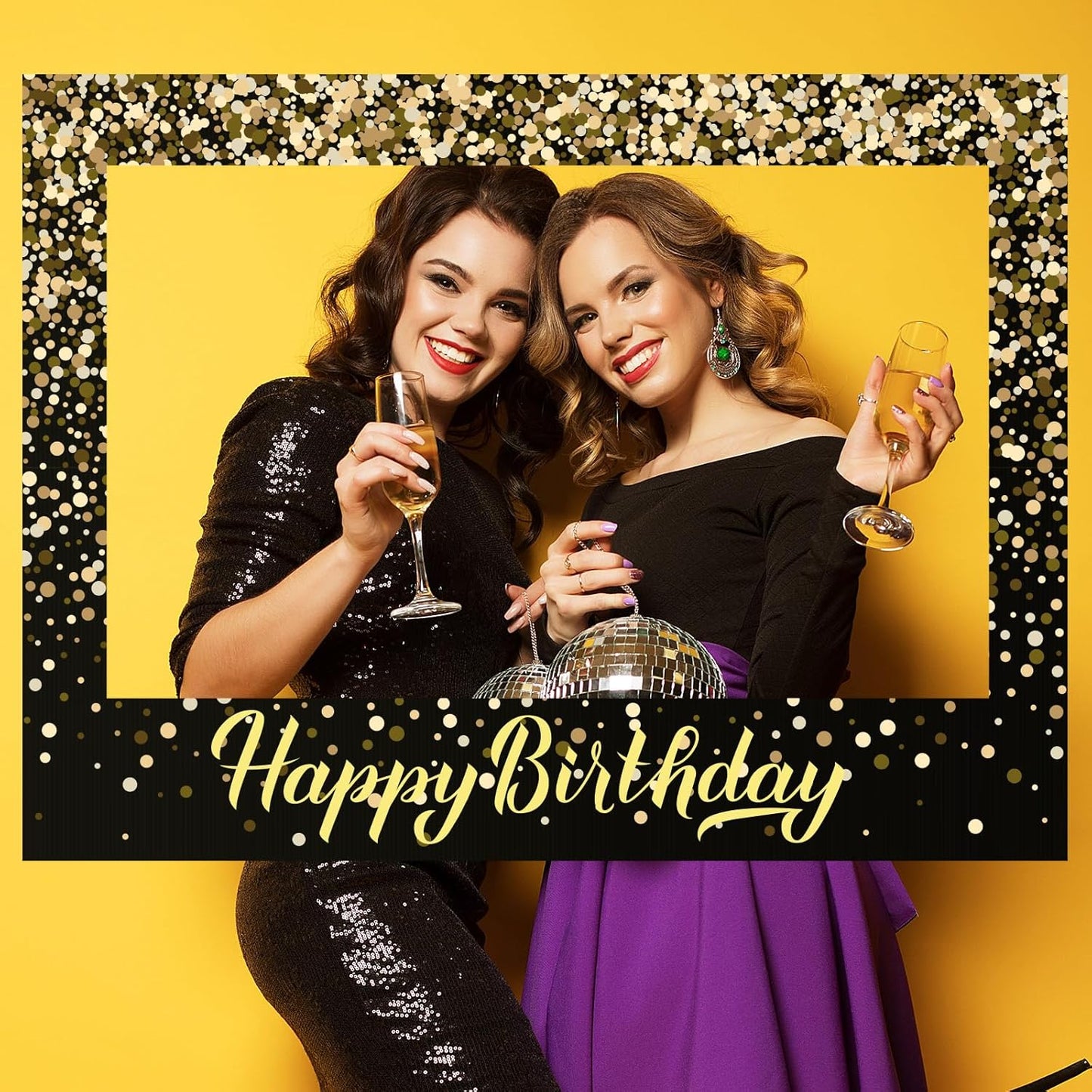 32 x 24 Inch Large Blank DIY Photo Booth Props Picture Frame Party Frame DIY Photo Booth Props Selfie for Birthday, Graduation, Christmas Holiday Party(Black,Horizontal)