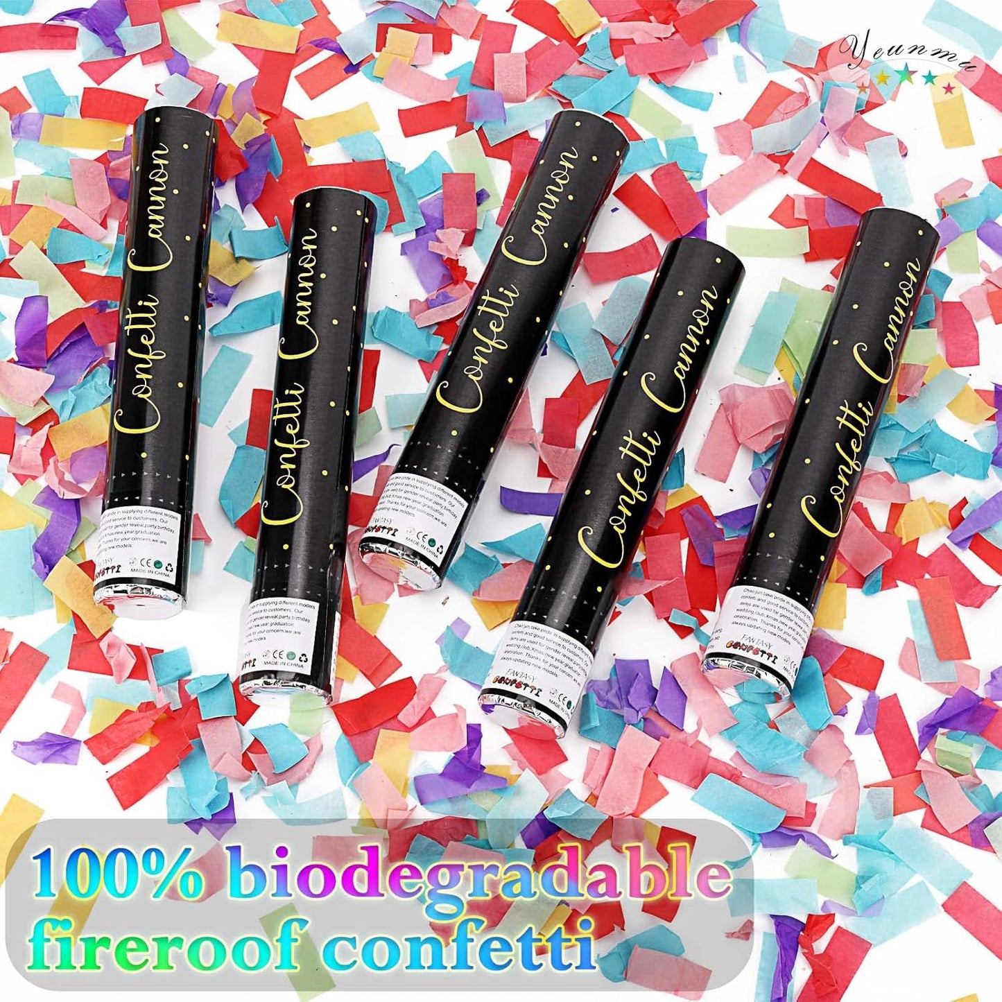 5 Pack Confetti Cannon Biodegradable, 12 Inch Confetti Poppers Graduation, Suitable for Graduation Wedding Birthday Parties and New Year's Eve Celebration