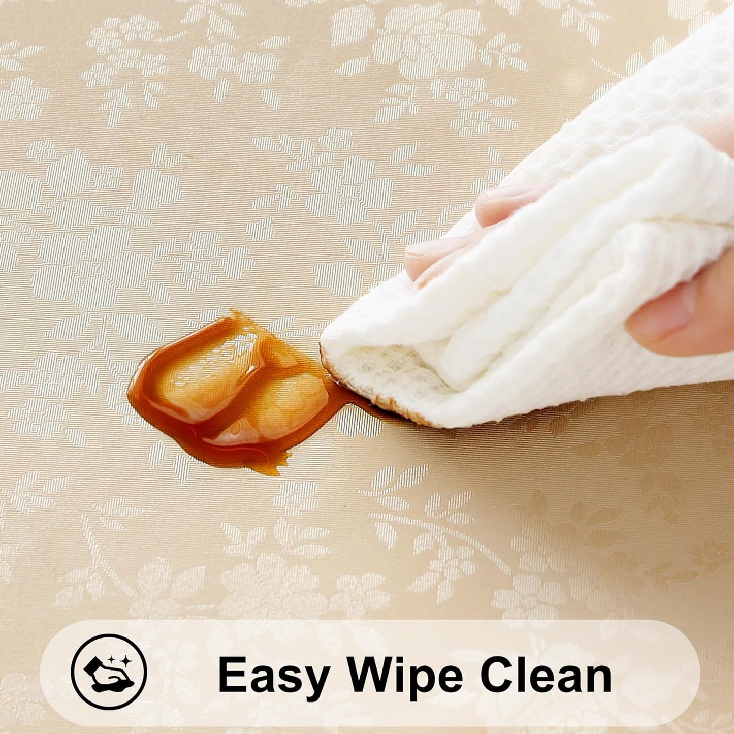 Smiry Rectangle Table Cloth, Waterproof Heavy Duty Vinyl Tablecloths, Wipeable Washable Table Cover for Kitchen and Dining Room (Beige, 54" X 108")