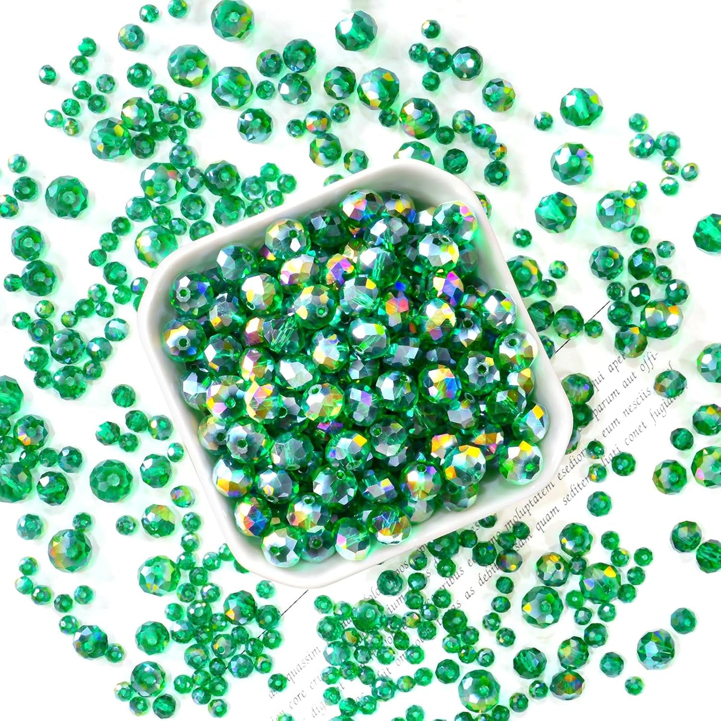 220Pcs 10mm Crystal Glass Beads for Jewelry Making Beads for Bracelets Necklace Pendants Making Supplies(Malachite Green)