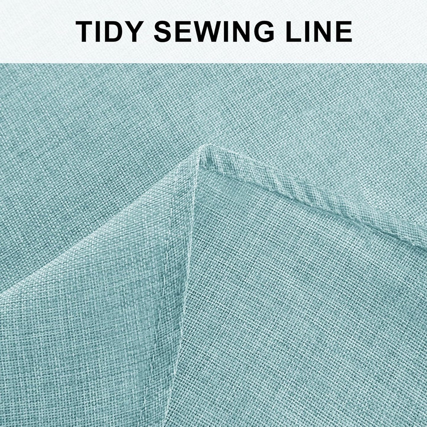 Hiasan Round Linen Tablecloth 50 Inch - Wrinkle and Stain Resistant Washable Polyester Fabric Table Cloth for Dining Room Kitchen Party, Aqua