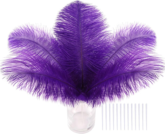 SOGUGOM Pueple Craft Ostrich Feathers - 30PCS 8-10 inch Ostrich Feathers Kit for Centerpieces, Kindergarten Crafts, Dream Catchers and DIY Projects(Purple)