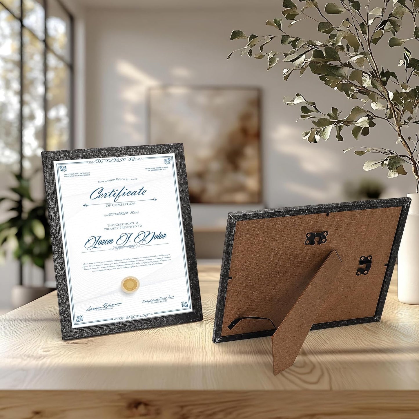 PETAFLOP Bulk 8.5 x 11 Picture Frame Set of 18, Rustic Black Document Certificate Frames for Wall Tabletop Vertically and Horizontally