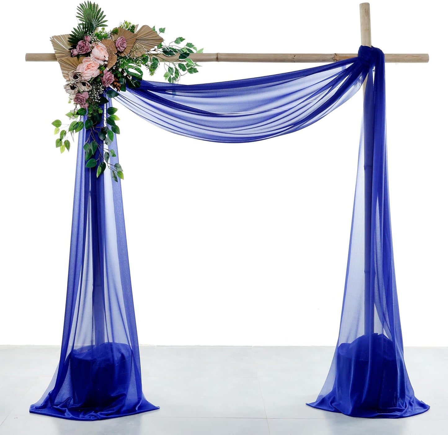 VDS Pack of 1 Panel (30 Inch X 100 Feet) Wedding Arch Draping Fabric Sheer Chiffon Fabric Drapery for Wedding Ceremony Reception Swag Backdrop Canopy Chuppah ARBO Altars Decoration (Royal Blue)