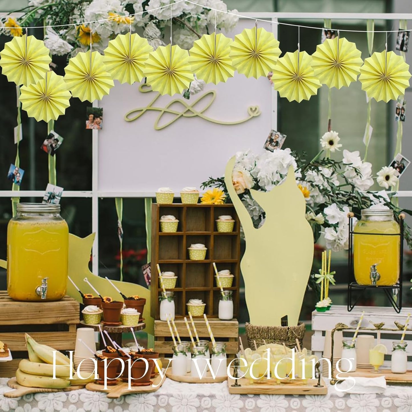 Yellow Hanging Paper Fans,Yellow Accessories Paper Decorations for Party,Color Party Decorations,Bee Themed Classroom Decor,12in Hanging Paper Fans 30 Color DIY Set （Light Yellow）