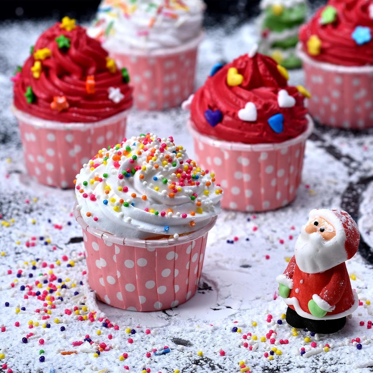 Sentovac Christmas Nonpareils Sprinkles Edible 2mm Mini Peals Red Green White Sprinkle for Cake Decorating Sugar Candy Cookie Cupcake Topper Baking Decorations Christmas Halloween Supplies