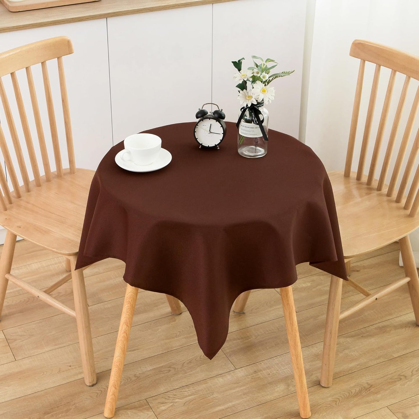 2 Pack Small Square Table Cloth 36X36 Inch Chocolate Washable Fabric Tablecloth Polyester Solid Table Cover for Night Stand End Table Side Table Outdoor Indoor