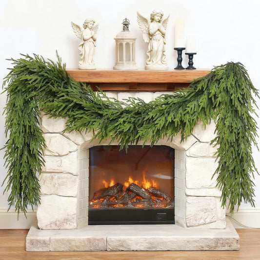 5FT Christmas Artificial Norfolk Pine Garland for Fireplace - Realistic Faux Greenery Fake Garland for Holiday,Table, Window,Mantel,Stairs, Home,Indoor Outdoor Decor (1PCS)